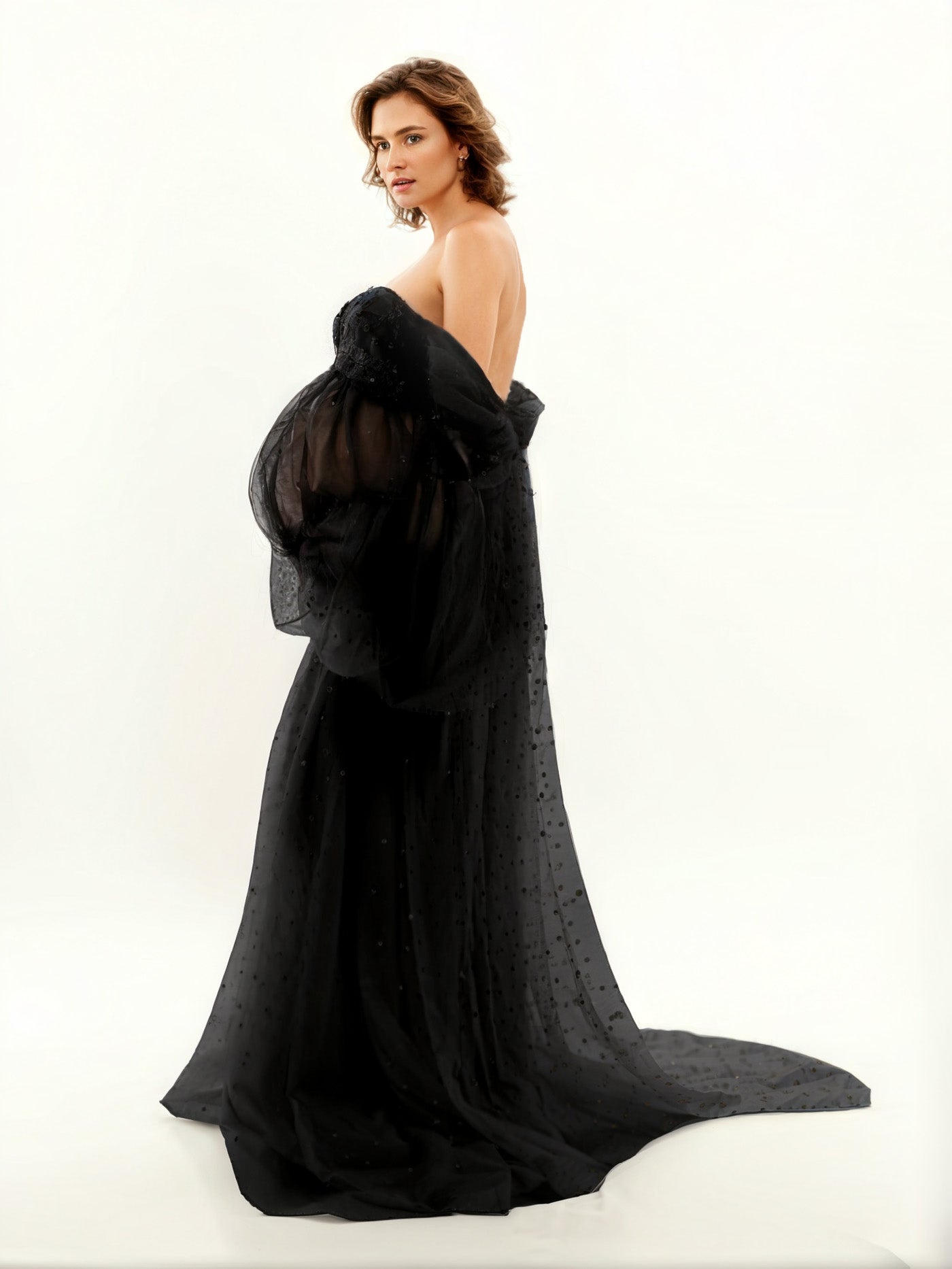 Robe en tulle perlé pour la photographie de maternité RB1