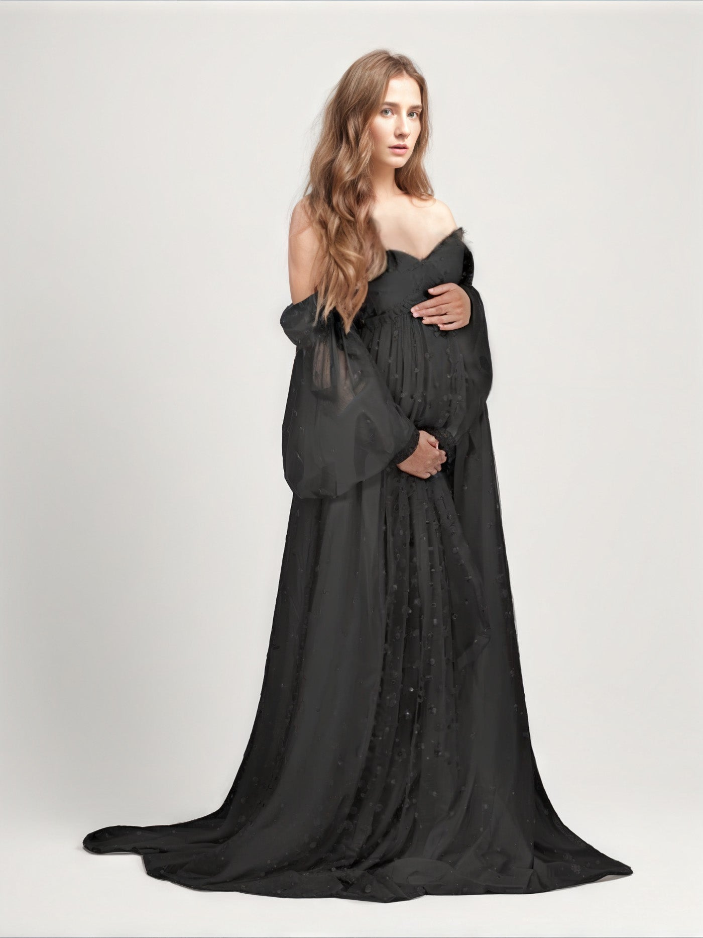 Robe en tulle perlé pour la photographie de maternité RB1