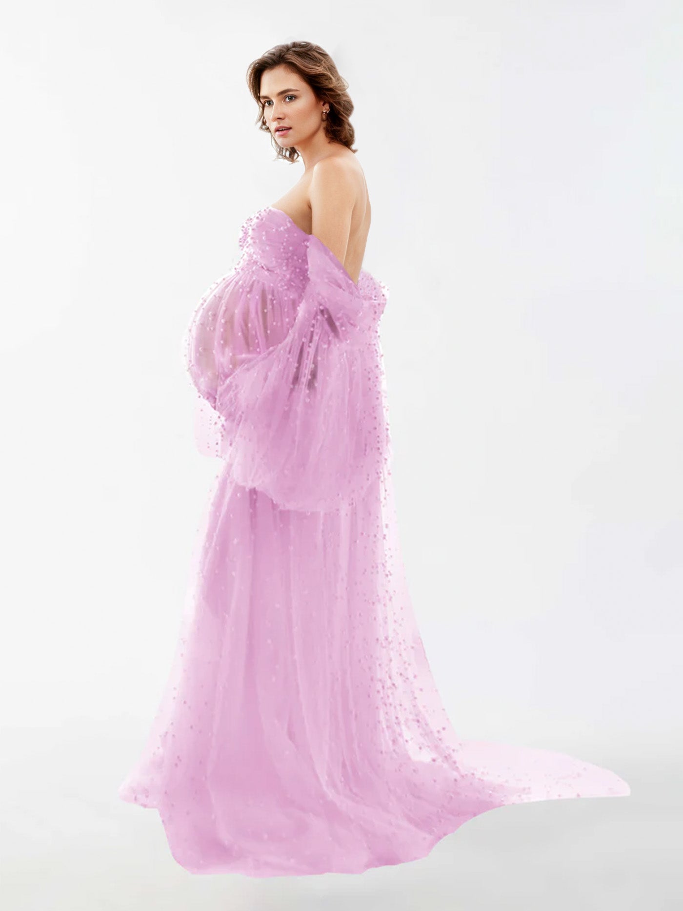 Robe en tulle perlé pour la photographie de maternité RB1