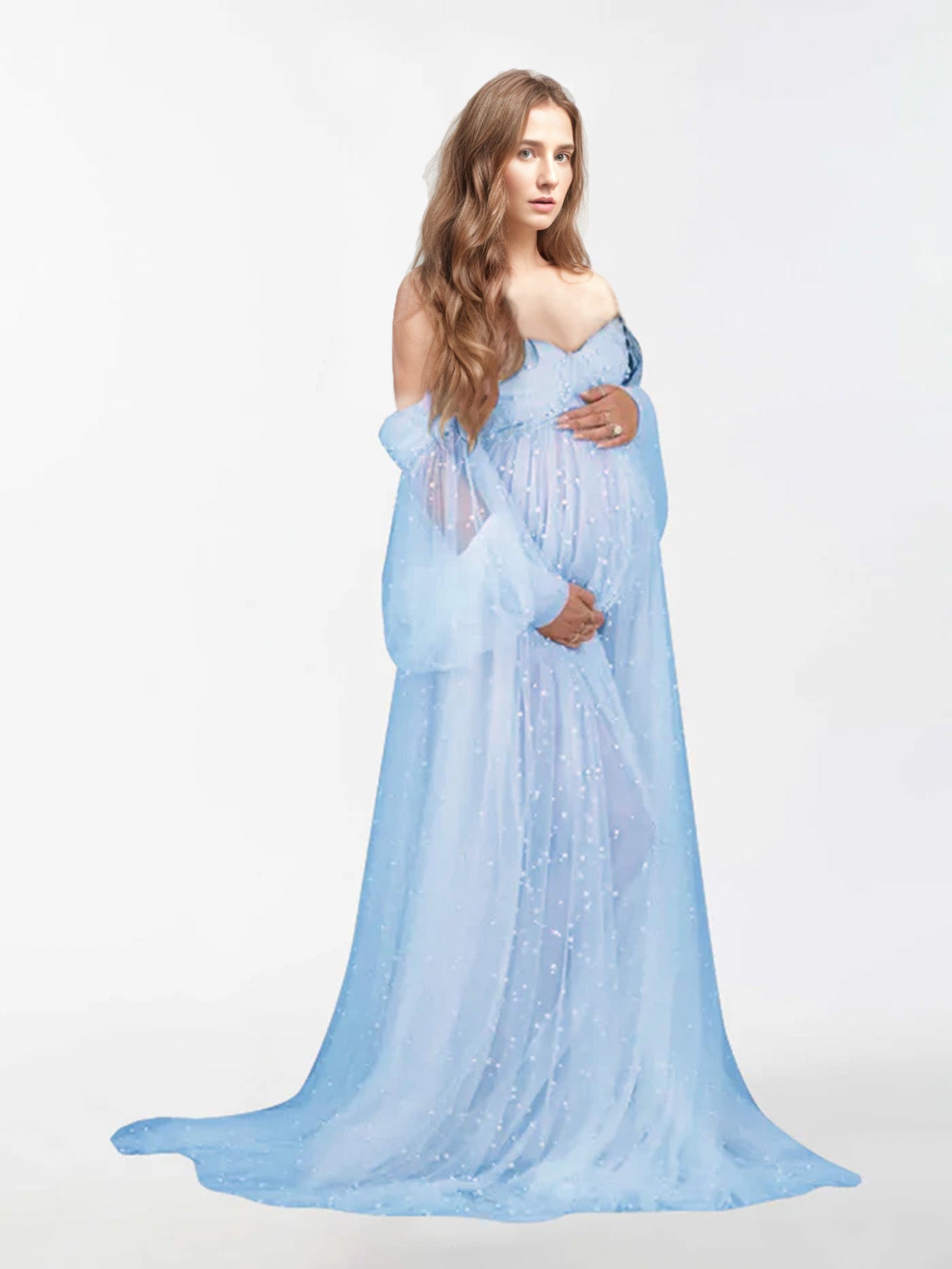 Robe en tulle perlé pour la photographie de maternité RB1