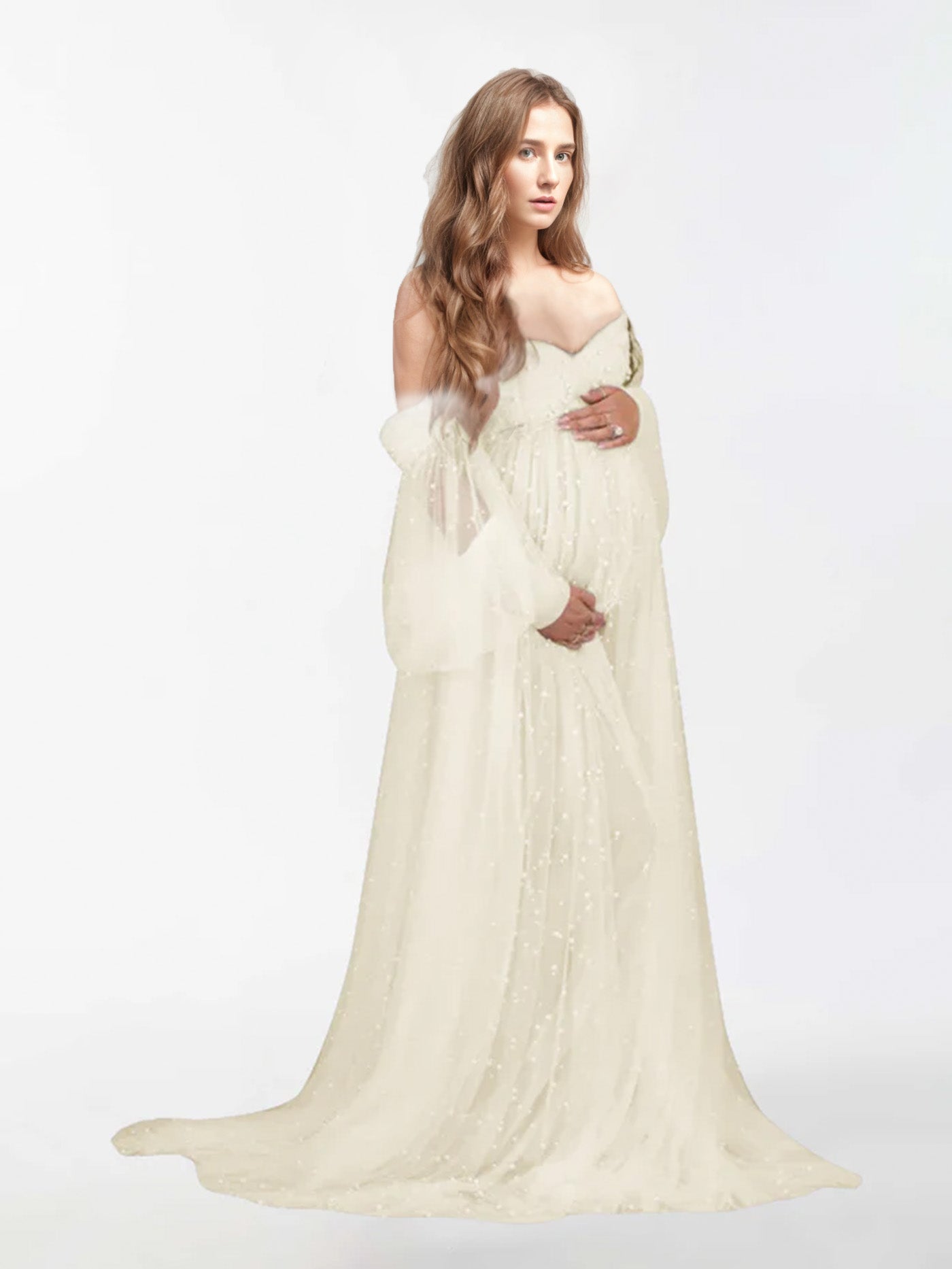 Robe en tulle perlé pour la photographie de maternité RB1