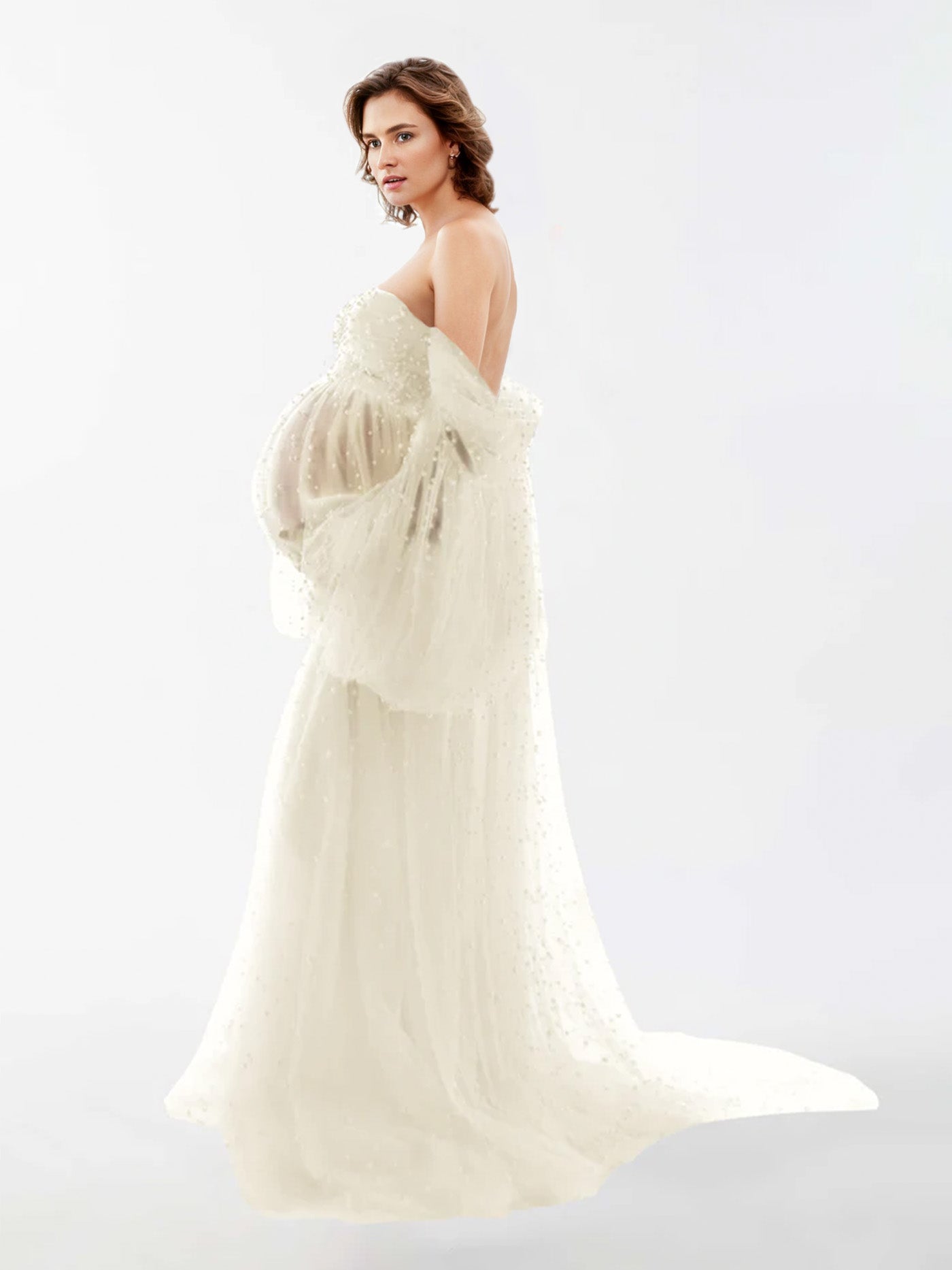 Robe en tulle perlé pour la photographie de maternité RB1