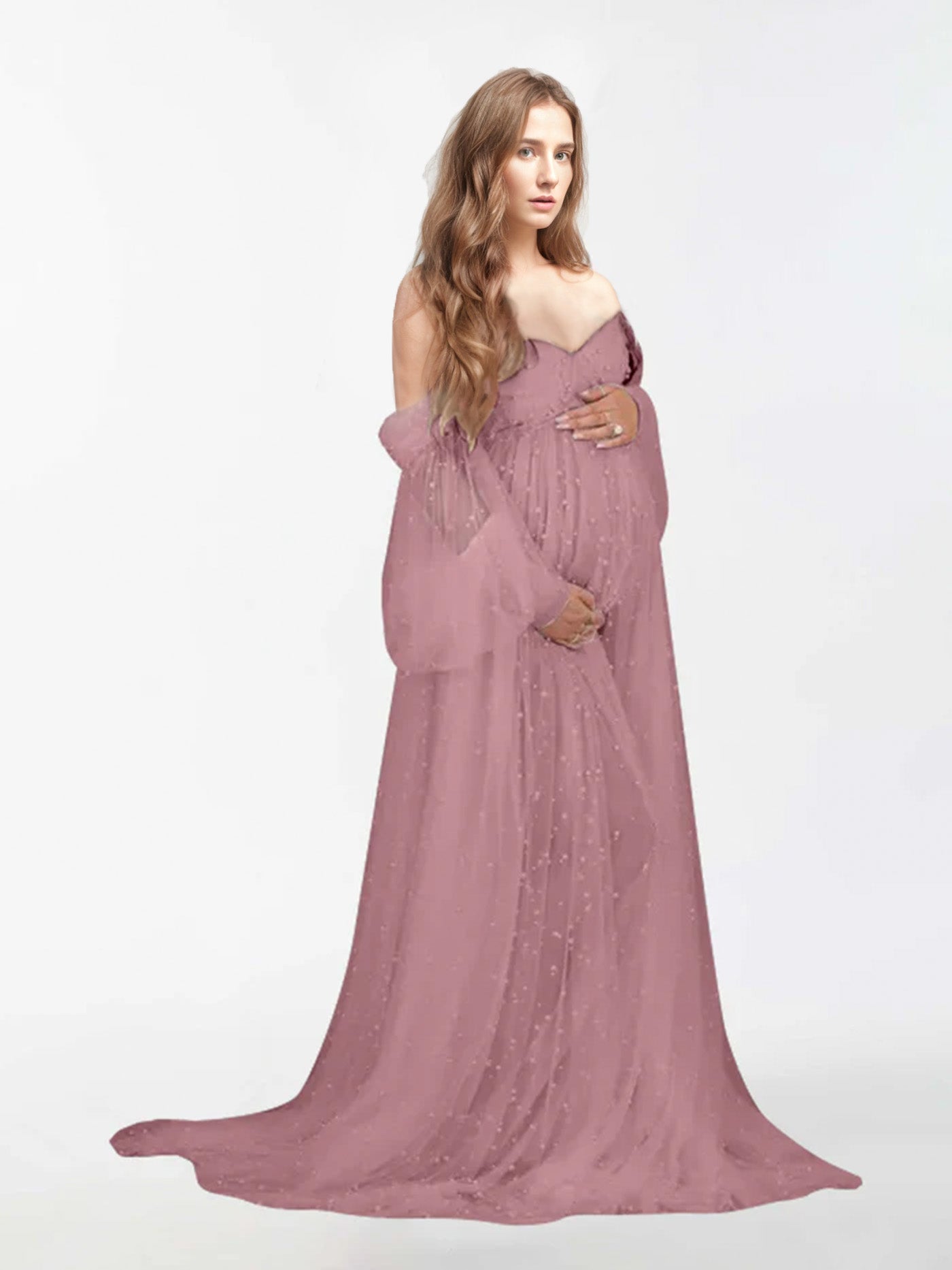 Robe en tulle perlé pour la photographie de maternité RB1