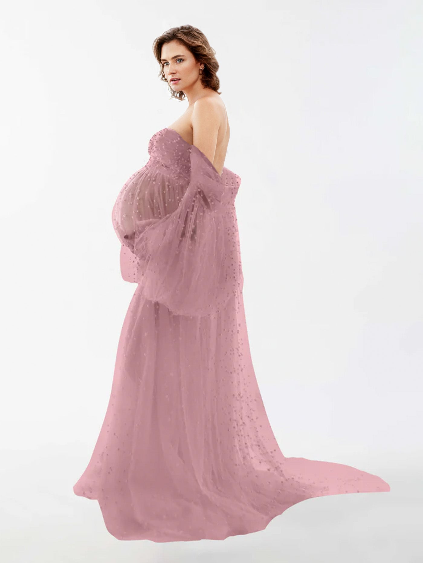 Robe en tulle perlé pour la photographie de maternité RB1