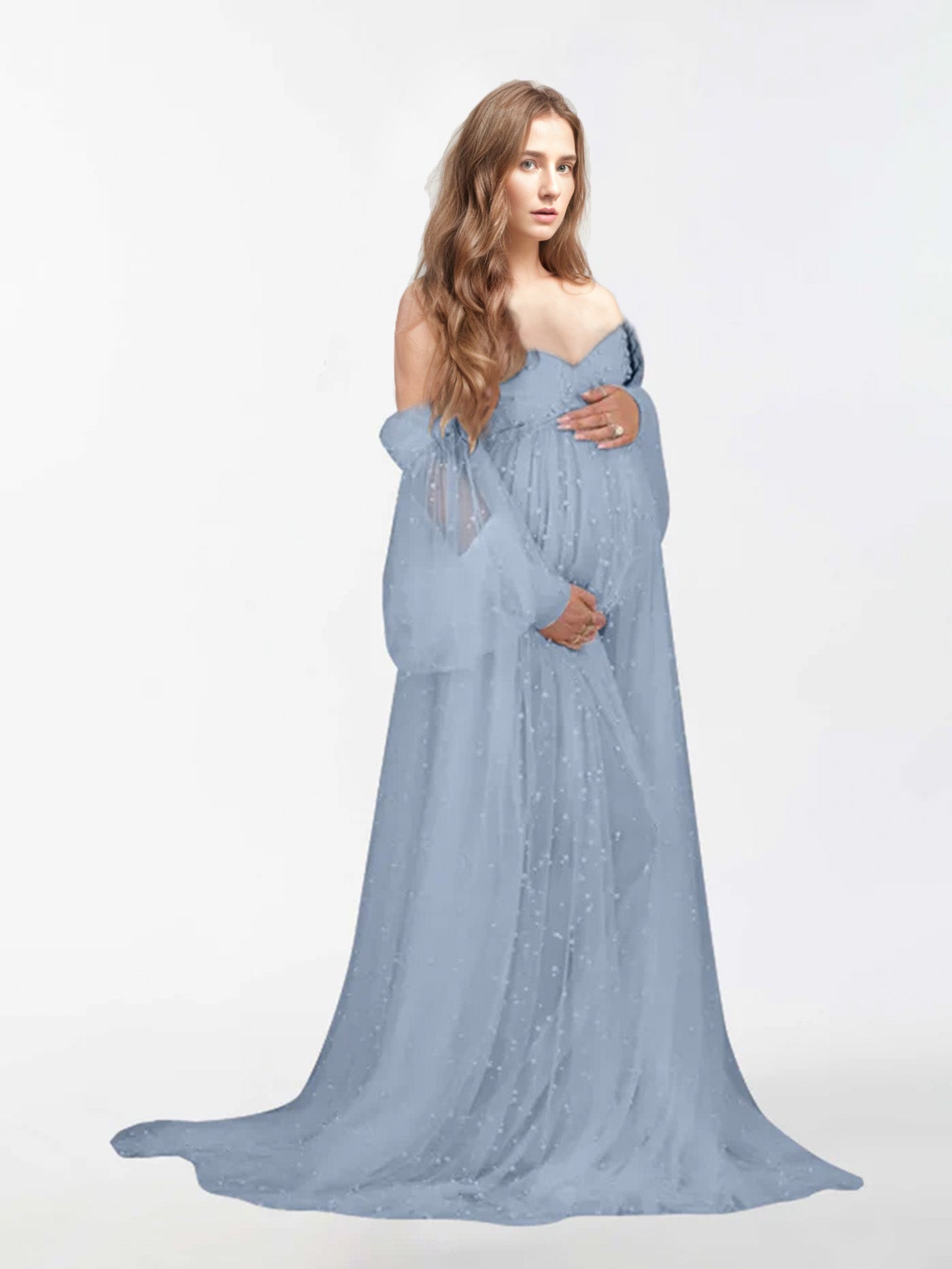 Robe en tulle perlé pour la photographie de maternité RB1