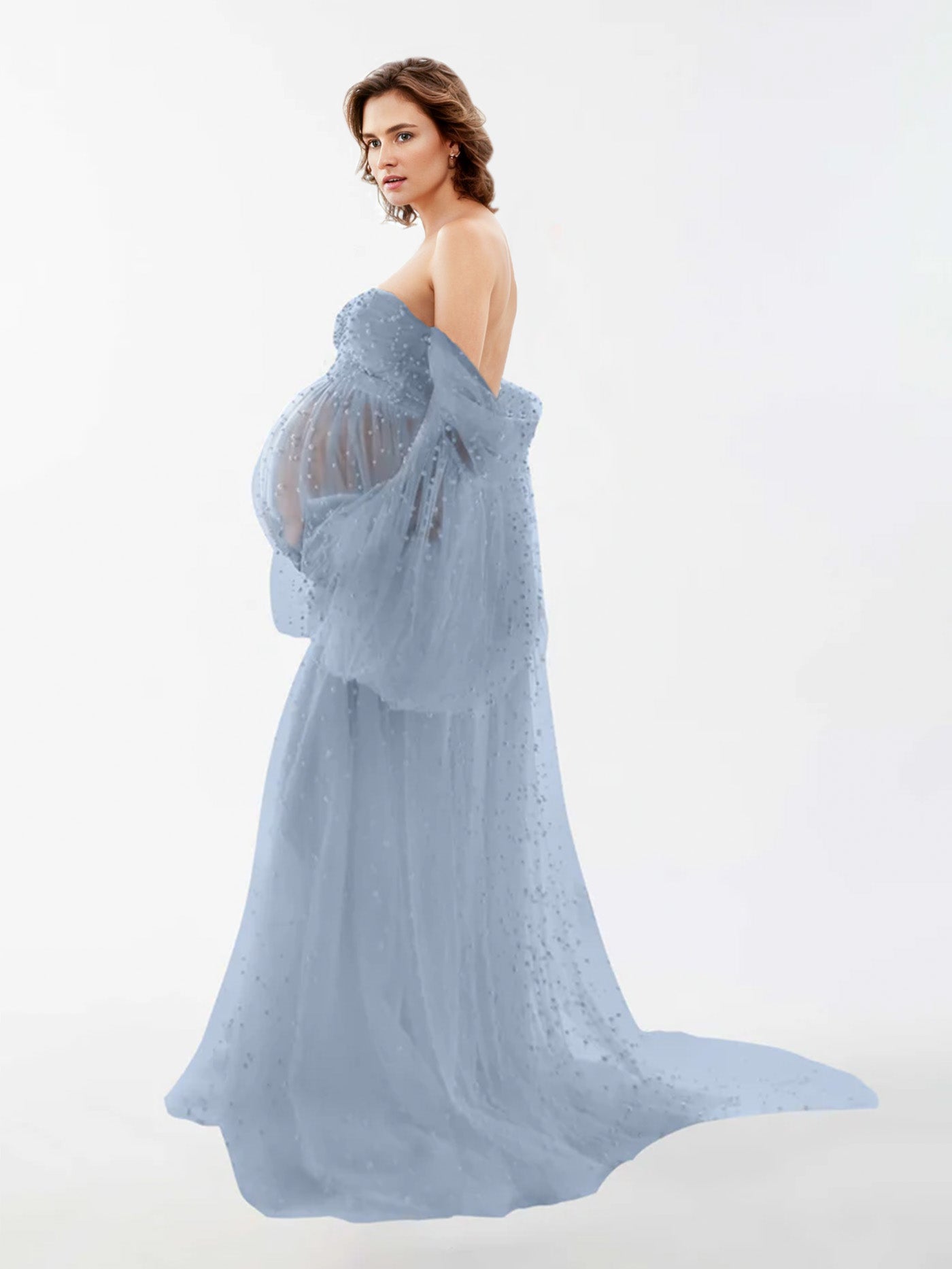 Robe en tulle perlé pour la photographie de maternité RB1