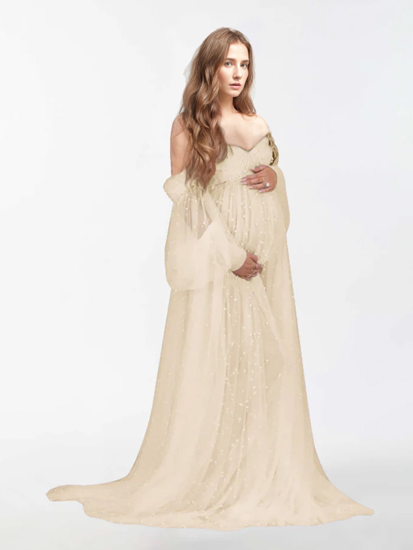 Robe en tulle perlé pour la photographie de maternité RB1