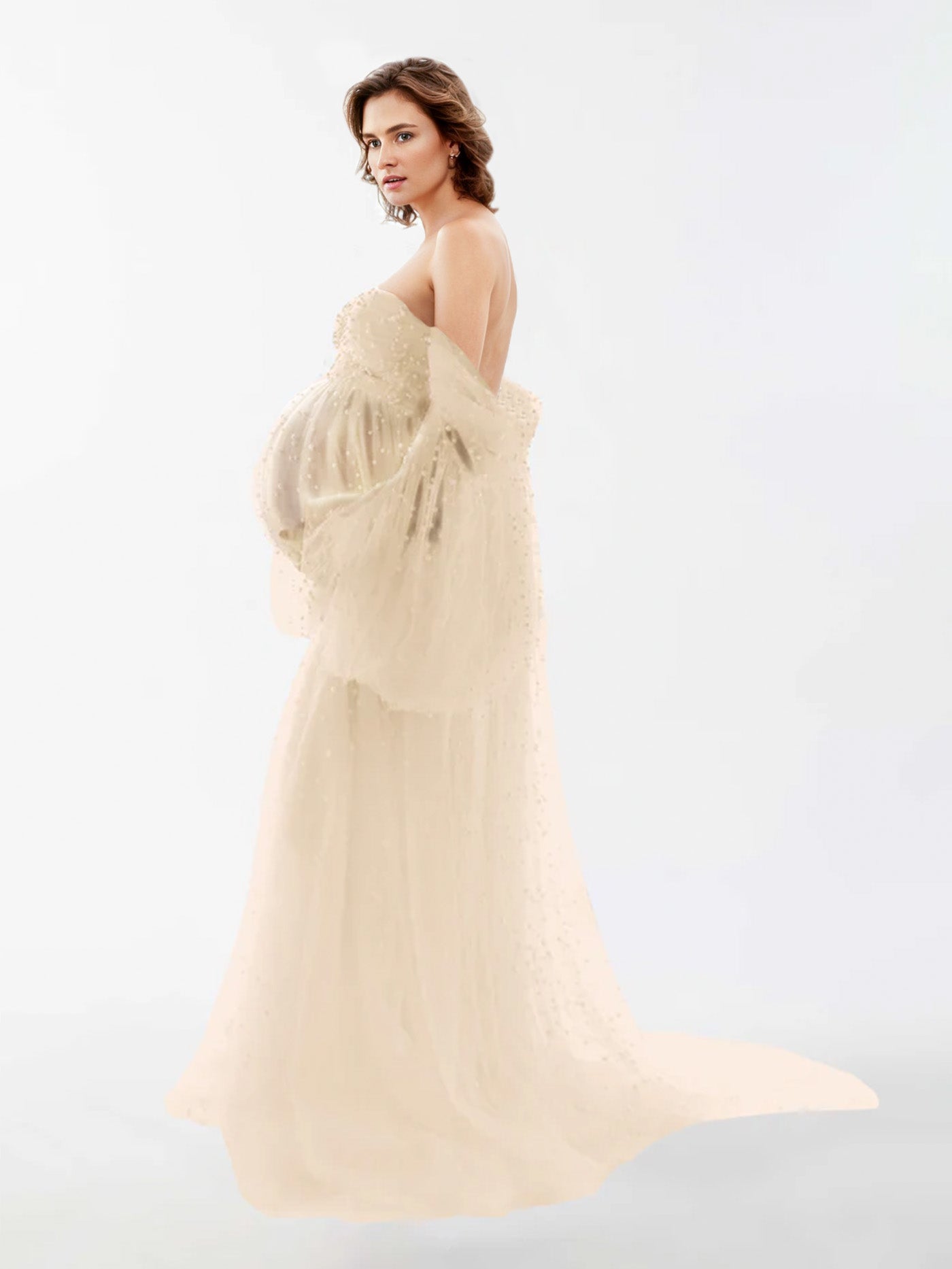 Robe en tulle perlé pour la photographie de maternité RB1