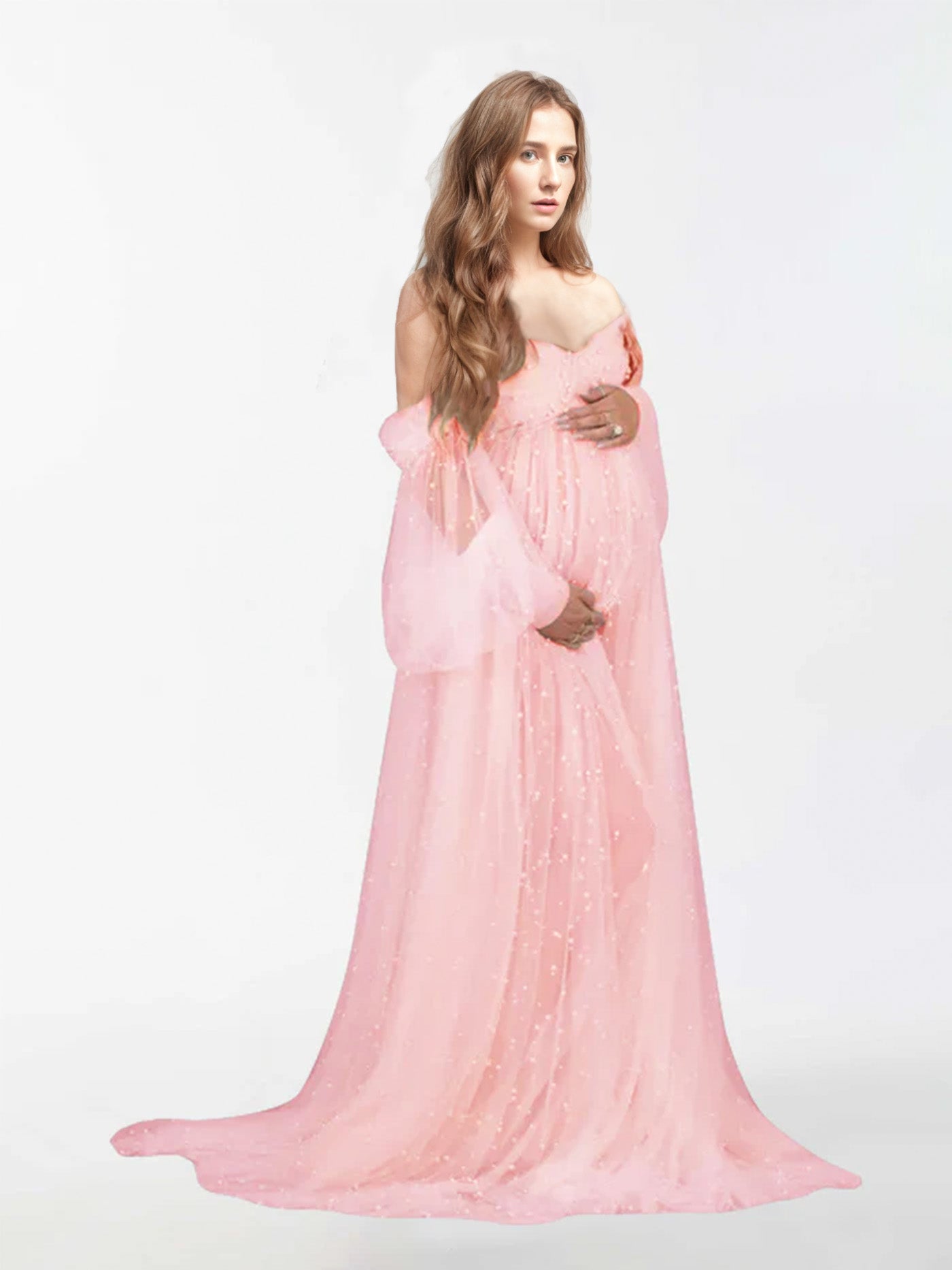 Robe en tulle perlé pour la photographie de maternité RB1