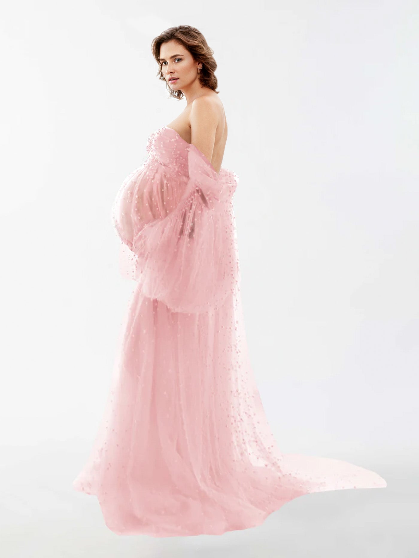 Robe en tulle perlé pour la photographie de maternité RB1