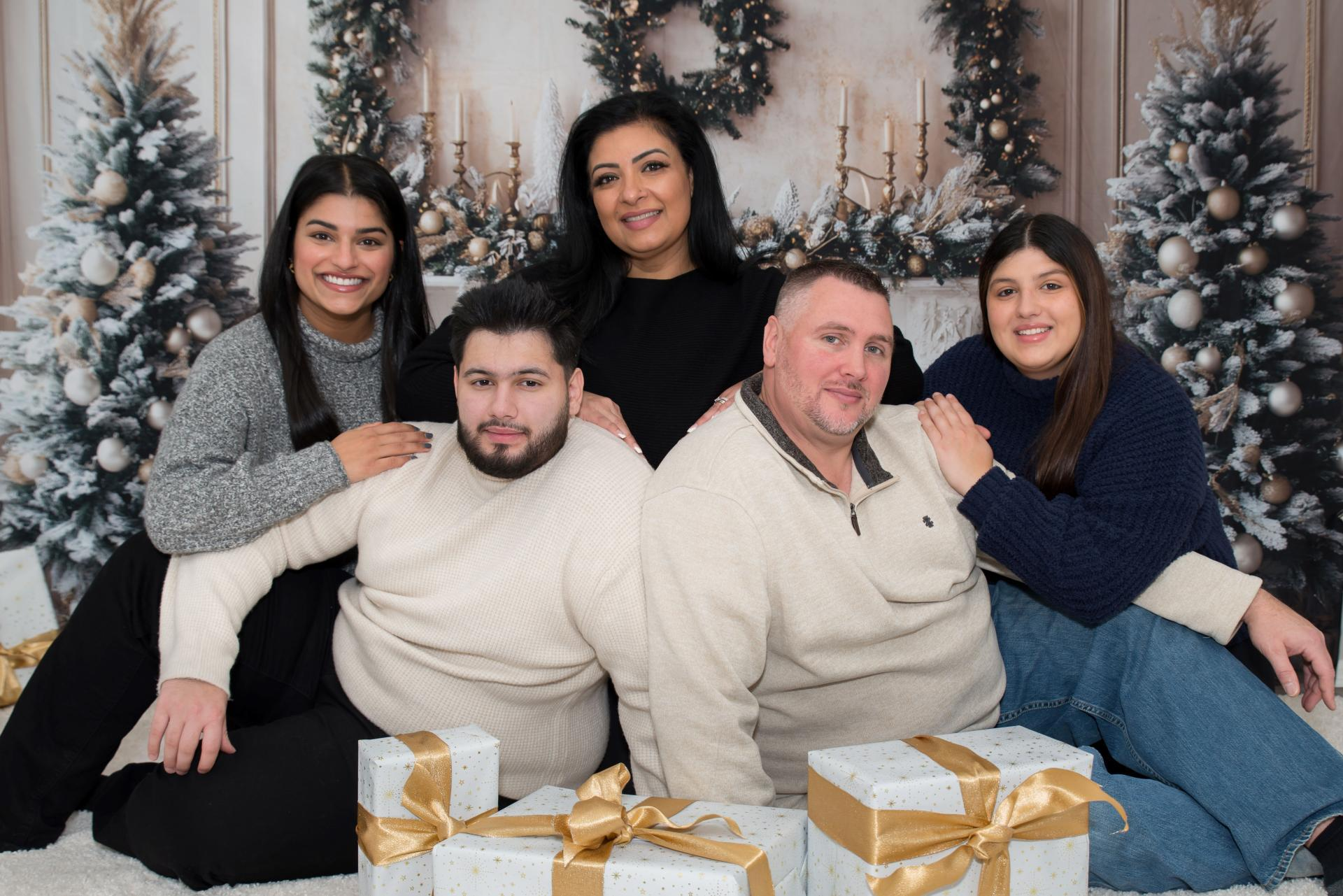 Toile de fond Couronne Sapins Cheminée de Noël RR8-34