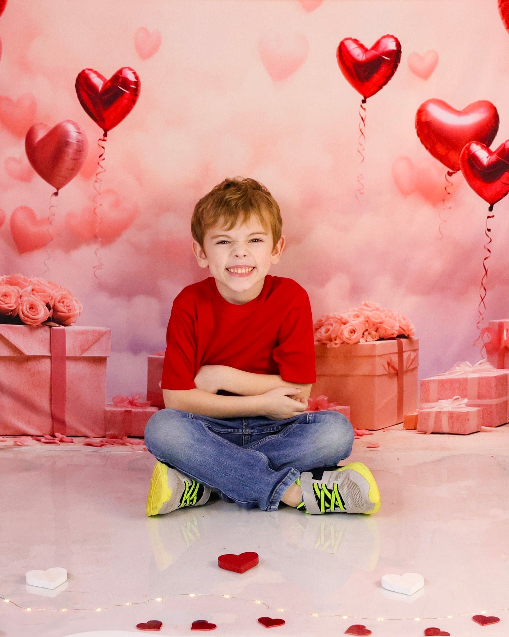 Toile de fond Saint-Valentin Ballons Cœur Romantiques Cadeaux Photographie MRR9-86