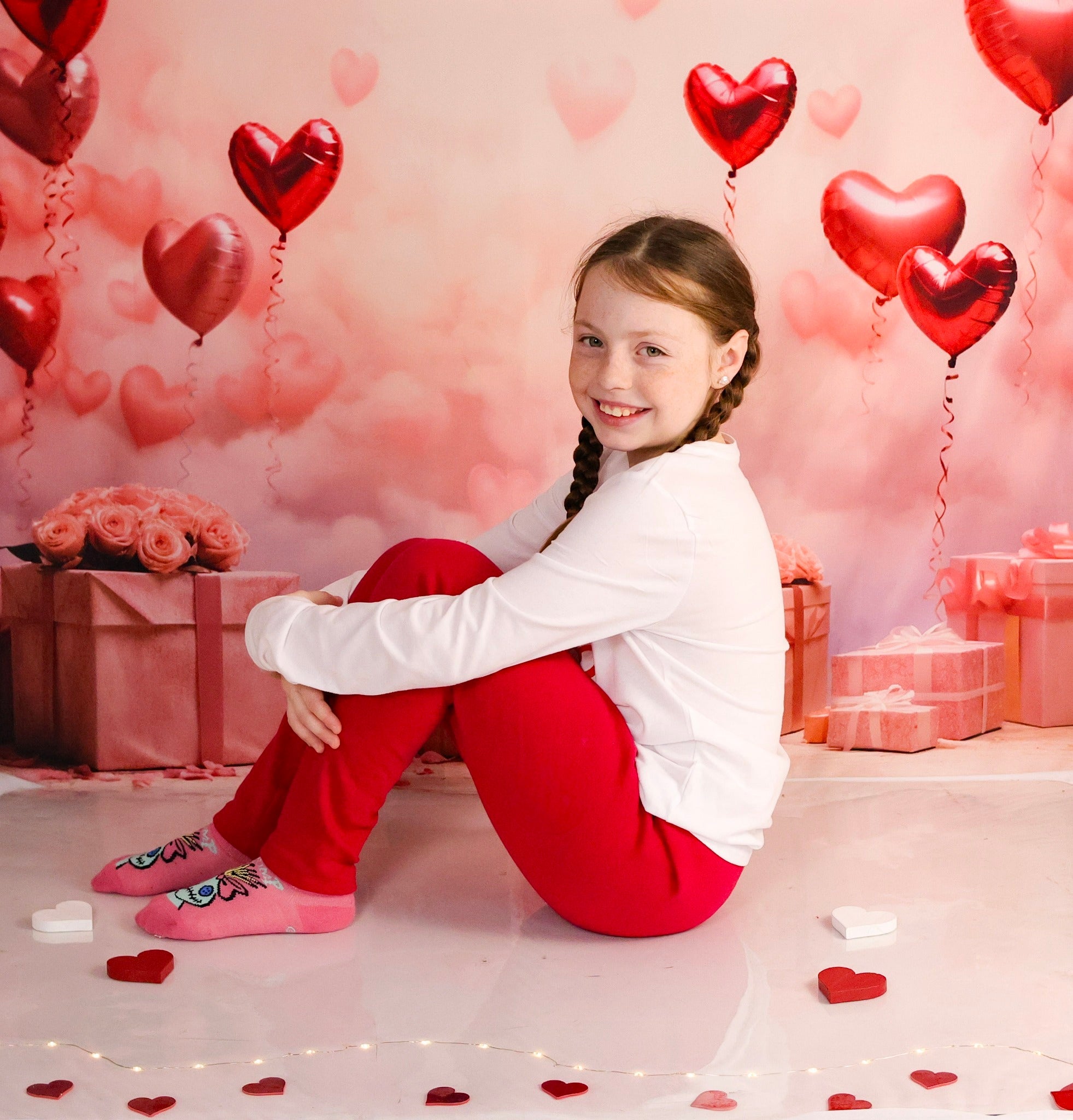 Toile de fond Saint-Valentin Ballons Cœur Romantiques Cadeaux Photographie MRR9-86