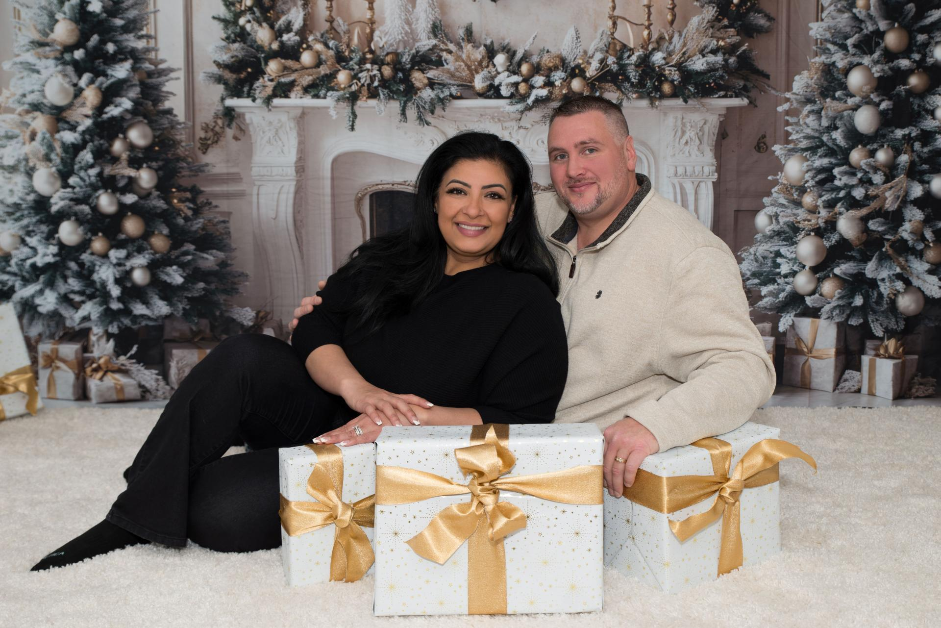 Toile de fond Couronne Sapins Cheminée de Noël RR8-34