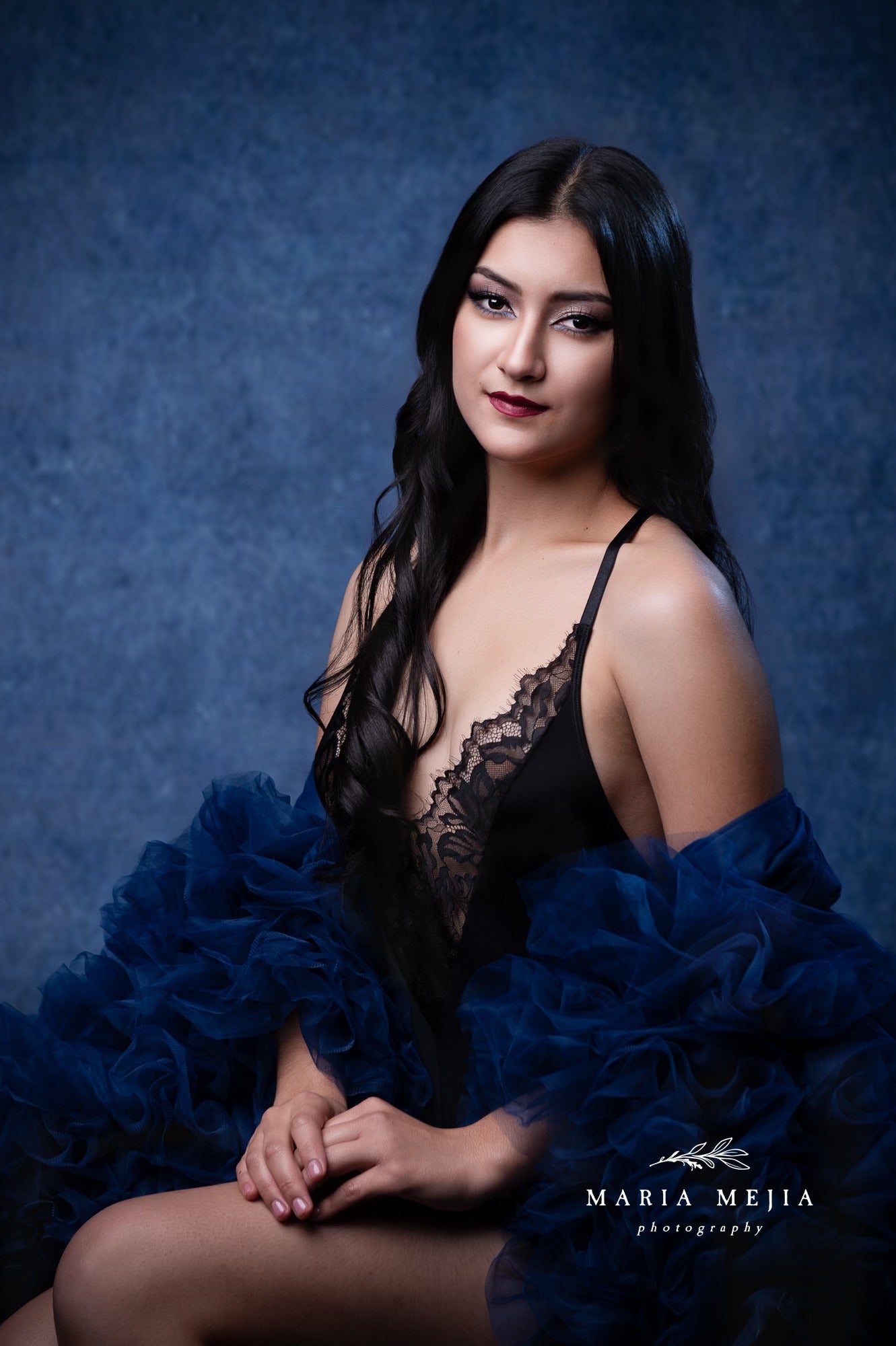 Abstrait Bleu Foncé Texture Portrait Photo Studio Toile de Fond DHP-207