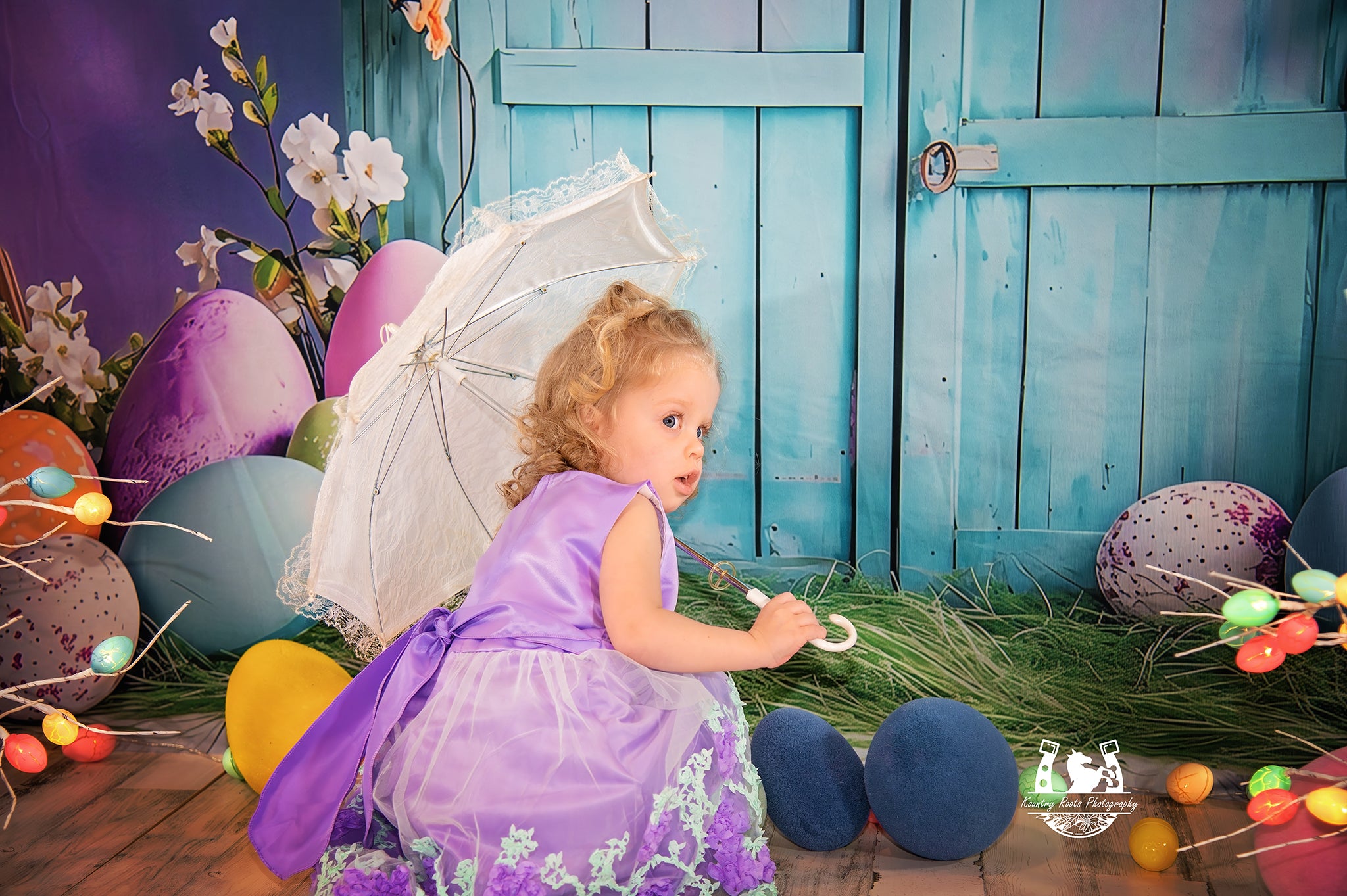 Fond Studio Photo Pâques Œuf Vibrant Cabane Œuf Bleue BRP1-289