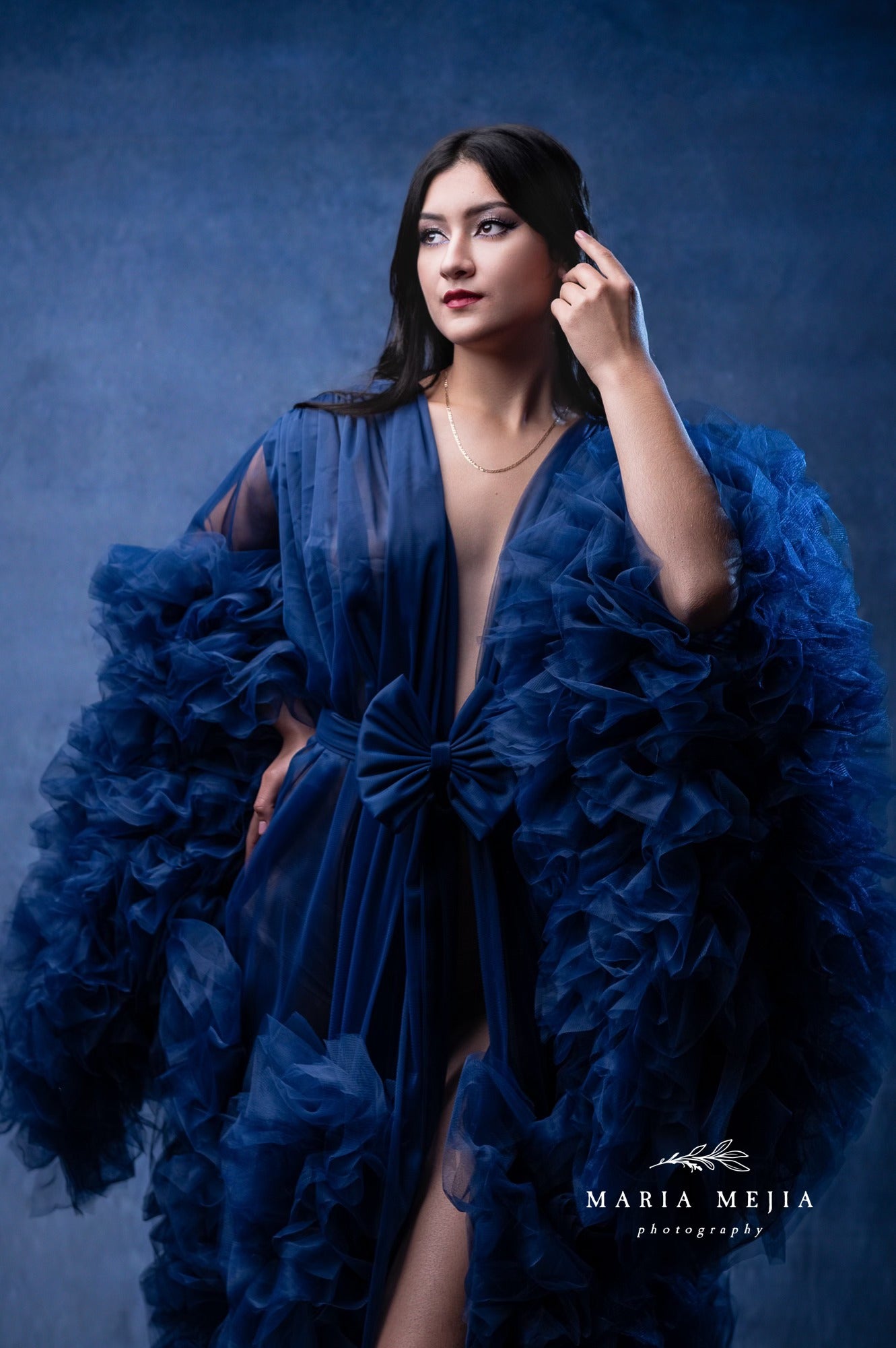 Abstrait Bleu Foncé Texture Portrait Photo Studio Toile de Fond DHP-207