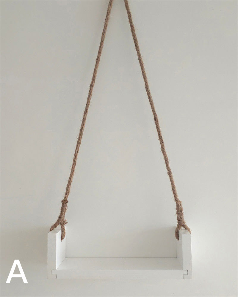 Esthero Balançoire en bois pour la photographie de nouveau-nés (avec fleurs) SYPJ11