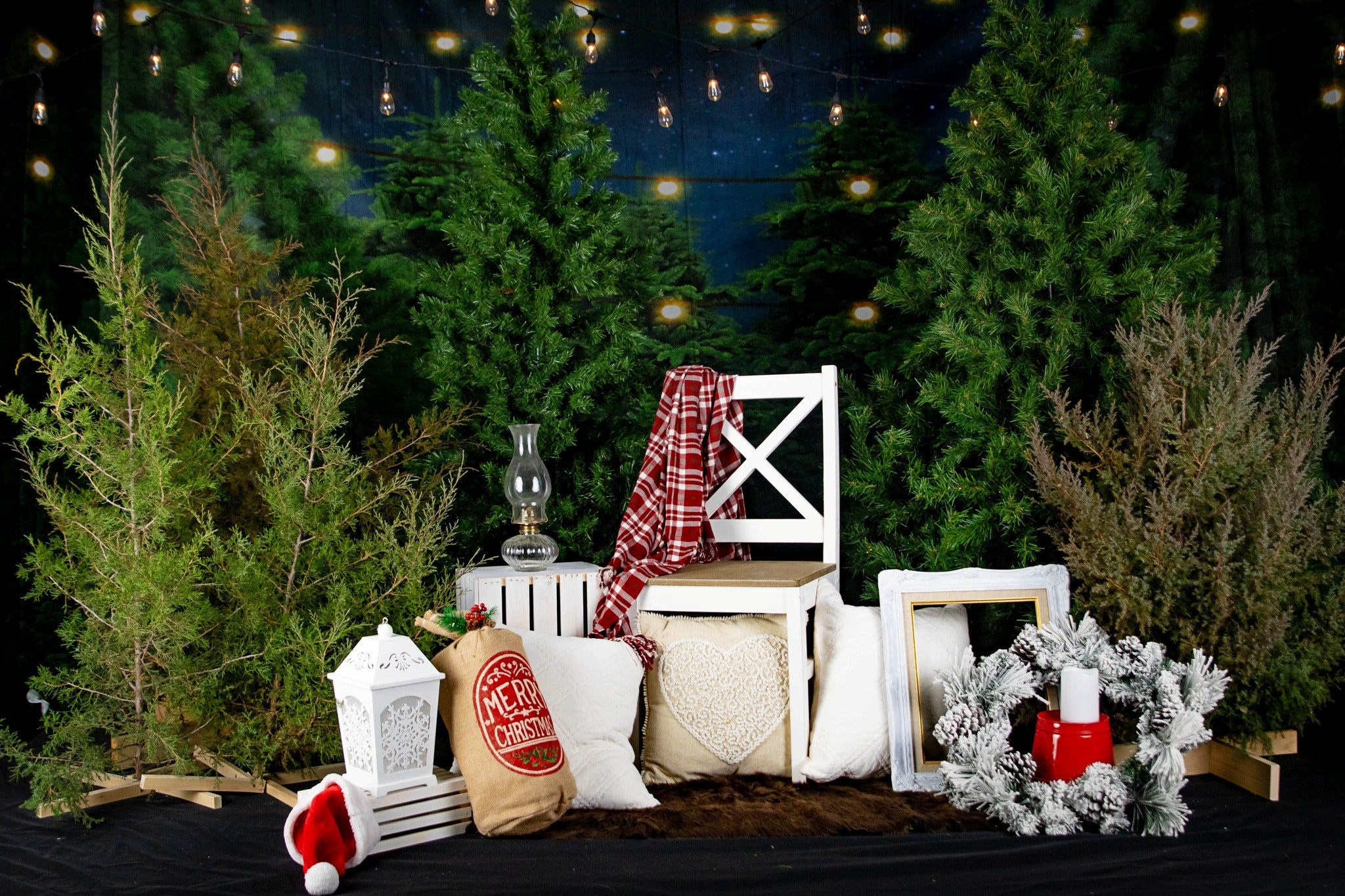 Arbre de Noël Ferme Veille Photo Toile de Fond D832