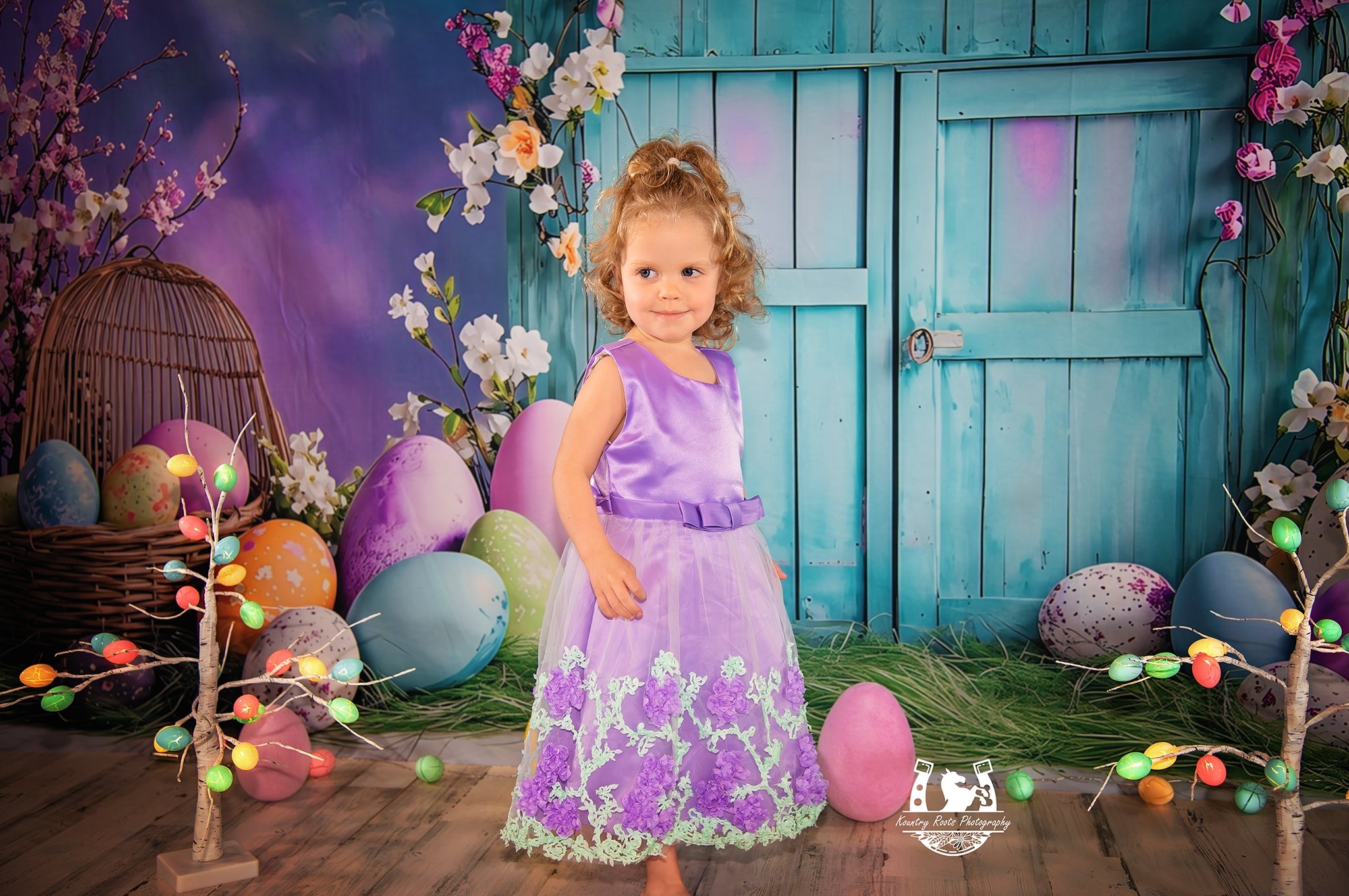 Fond Studio Photo Pâques Œuf Vibrant Cabane Œuf Bleue BRP1-289