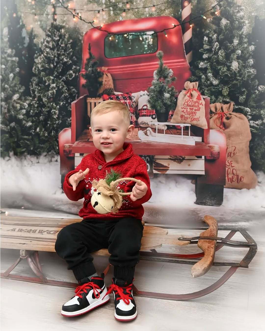 Toile de Fond de Photographie d'arbre de Noël de Voiture Rouge SH-960