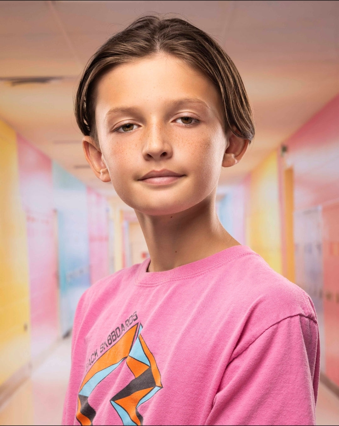 Toile de fond Couloir Scolaire Casiers Colorés Bannière Photo Rentrée LXX58-143