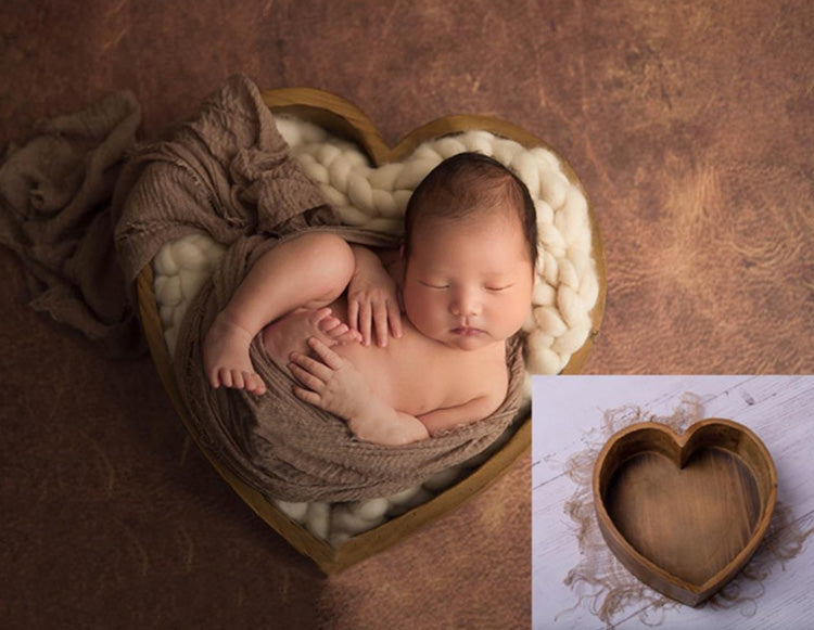 Esthero Accessoire de photographie pour nouveau-né en forme de coeur en bois SYPJ4