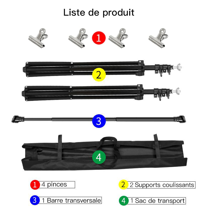 Kit de support de toile de fond réglable PR2