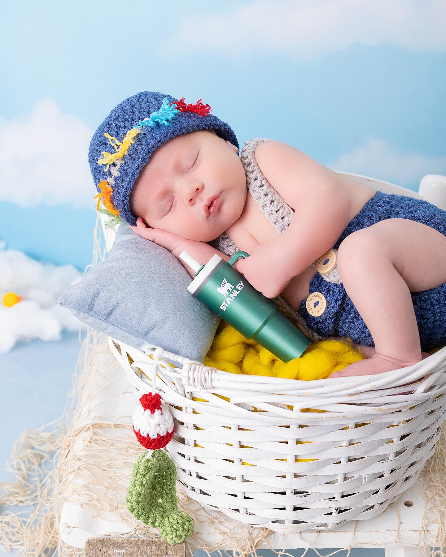 Toule de Fond Beau Ciel Nuages Blancs pour la Photographie Nouveau-Né Nb-367