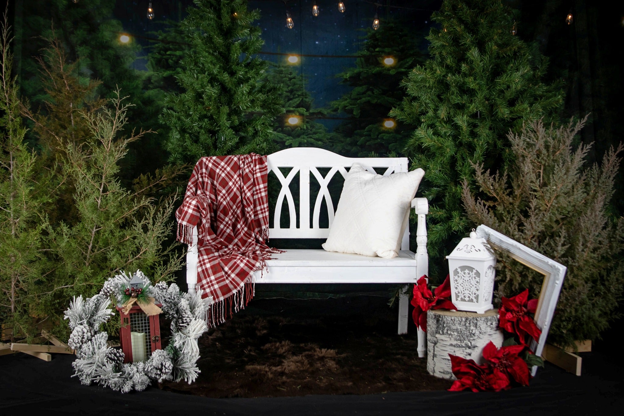 Arbre de Noël Ferme Veille Photo Toile de Fond D832