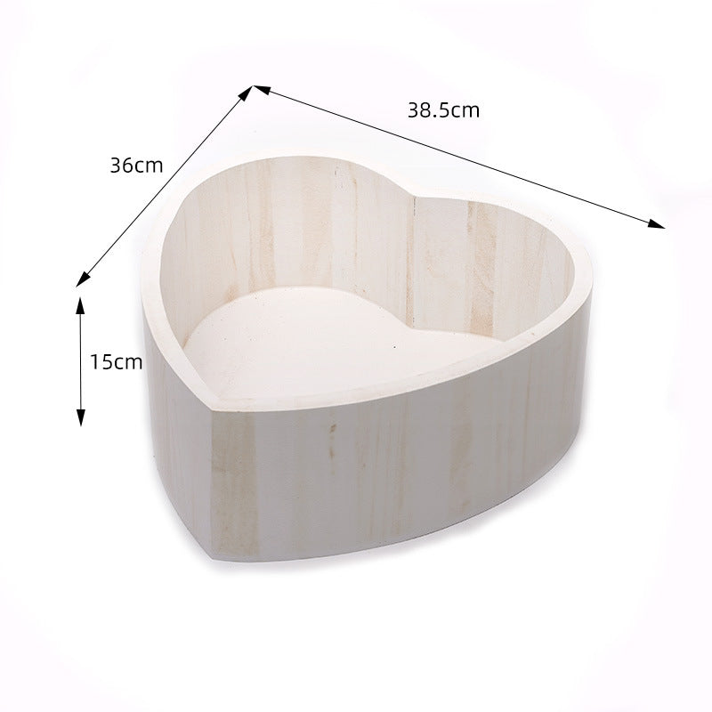 Esthero Accessoire de photographie pour nouveau-né en forme de coeur en bois SYPJ4