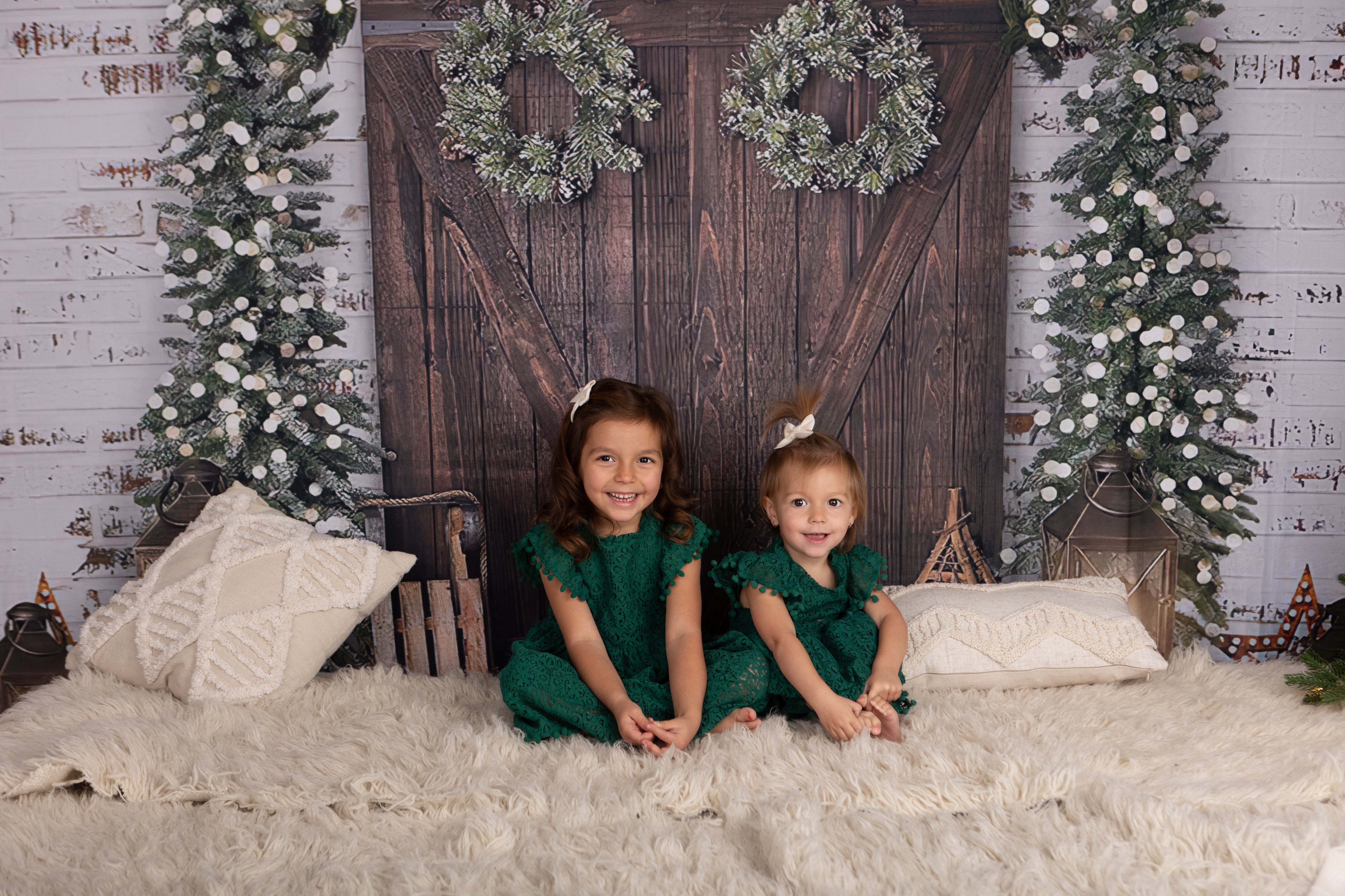 Toile de Fond de Noël de Porte en Bois de Mur Blanc pour la Décoration G-1474