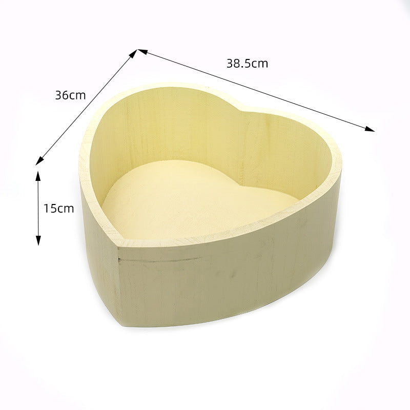 Esthero Accessoire de photographie pour nouveau-né en forme de coeur en bois SYPJ4