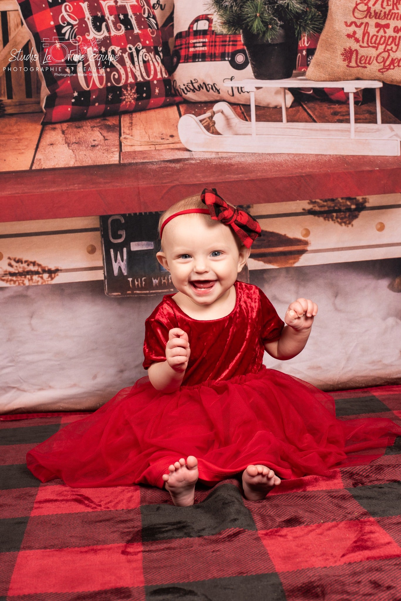 Toile de Fond de Photographie d'arbre de Noël de Voiture Rouge SH-960