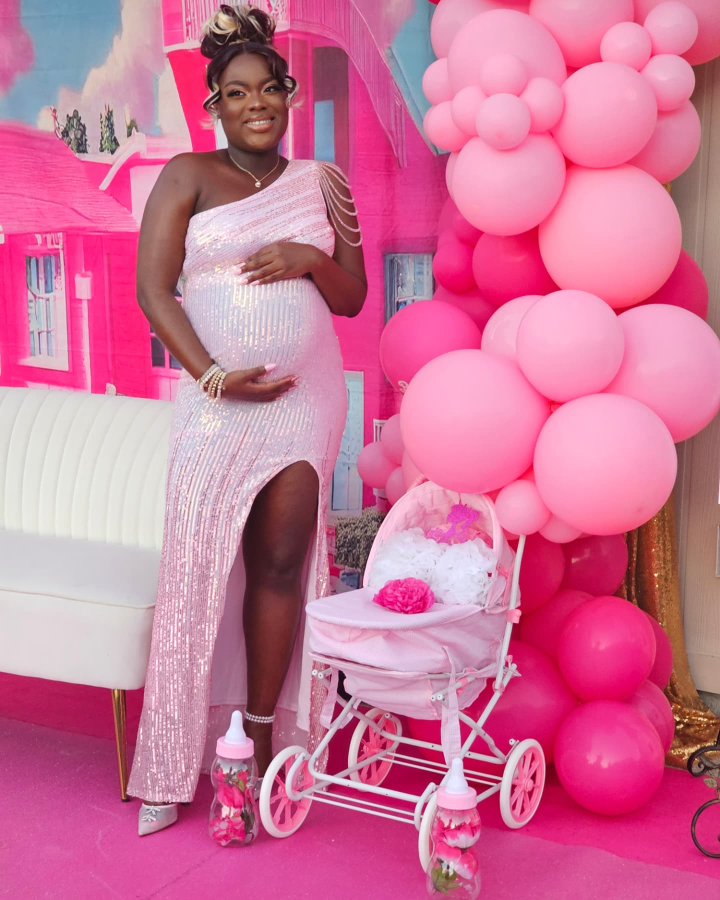 Toile de Fond pour Maison de Poupée Fantaisie Rose M8-40