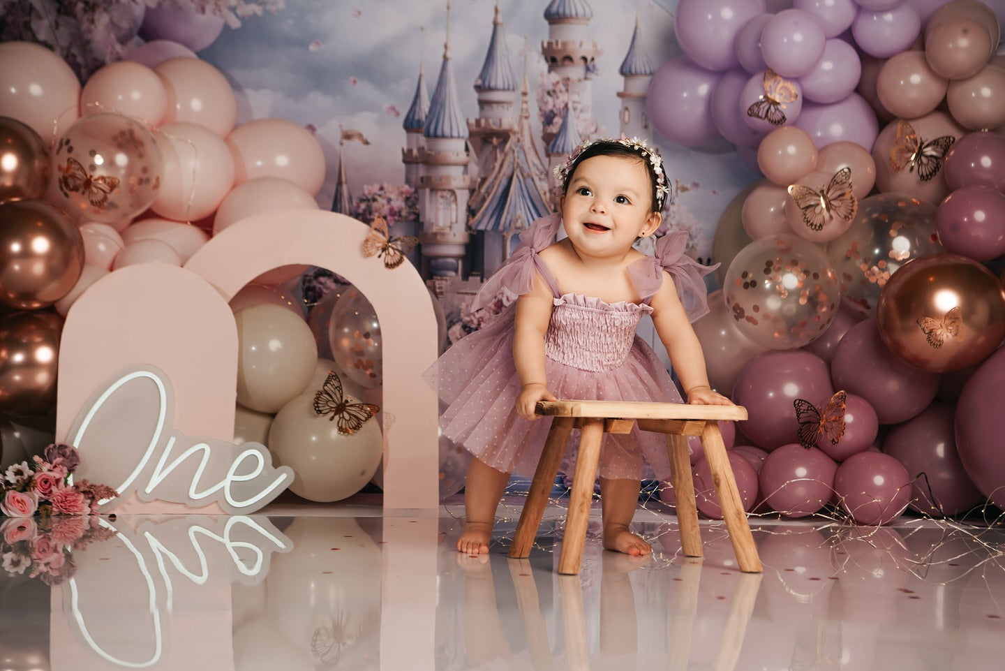 Toile de fond Printemps Jardin Fleuri Château Royal LXX1-160