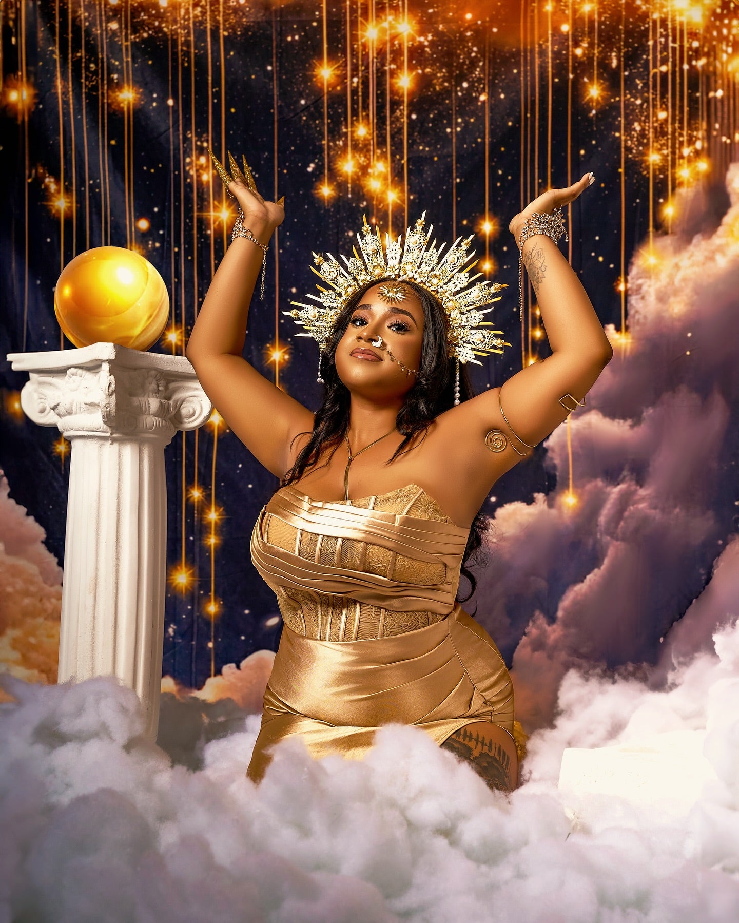 Toile de fond Ciel Sombre Étoilé Nuage Scintillant GQ5-64