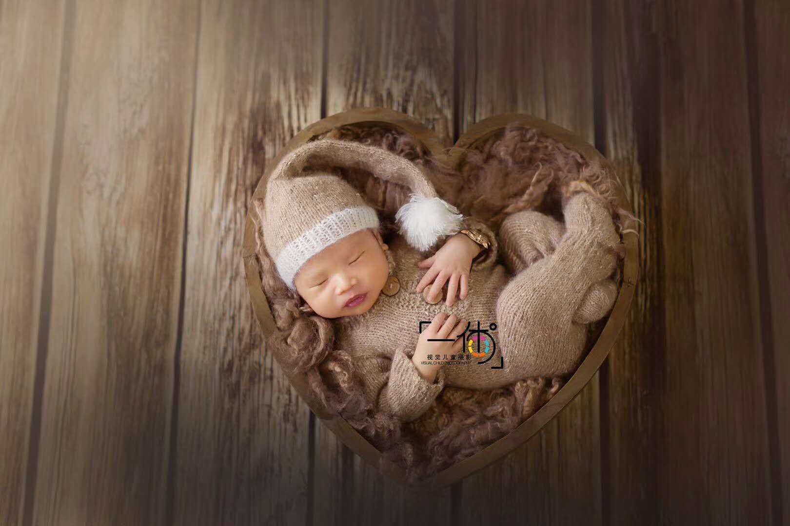 Esthero Accessoire de photographie pour nouveau-né en forme de coeur en bois SYPJ4