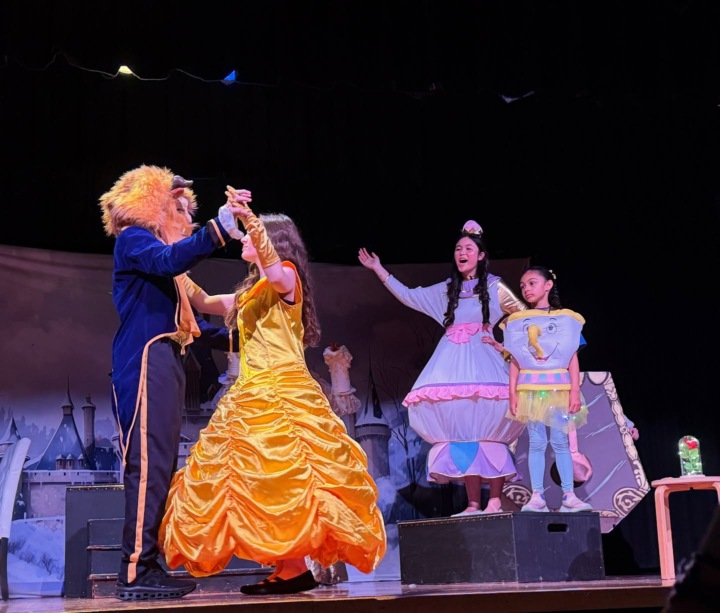 Toile de fond Château enchanté au milieu de la forêt enneigée BRP10-34