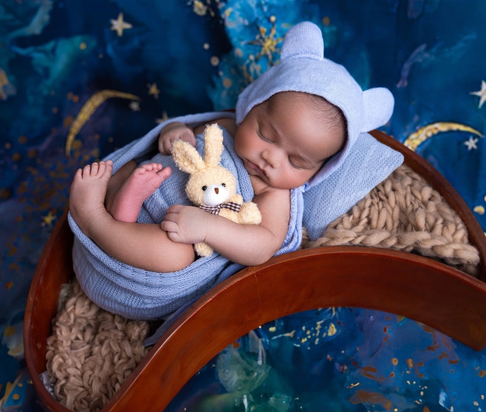 Toile de Fond de Lune Belles Étoiles de Ciel Bleu pour la Photographie Nb-347