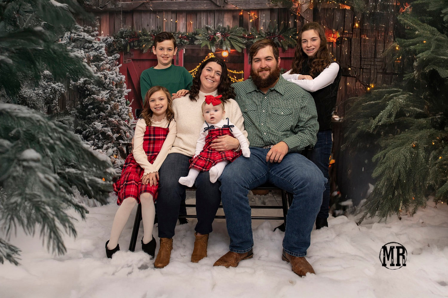 Toile de fond d'Entrée de Grange Rouge de Noël BRP7-224