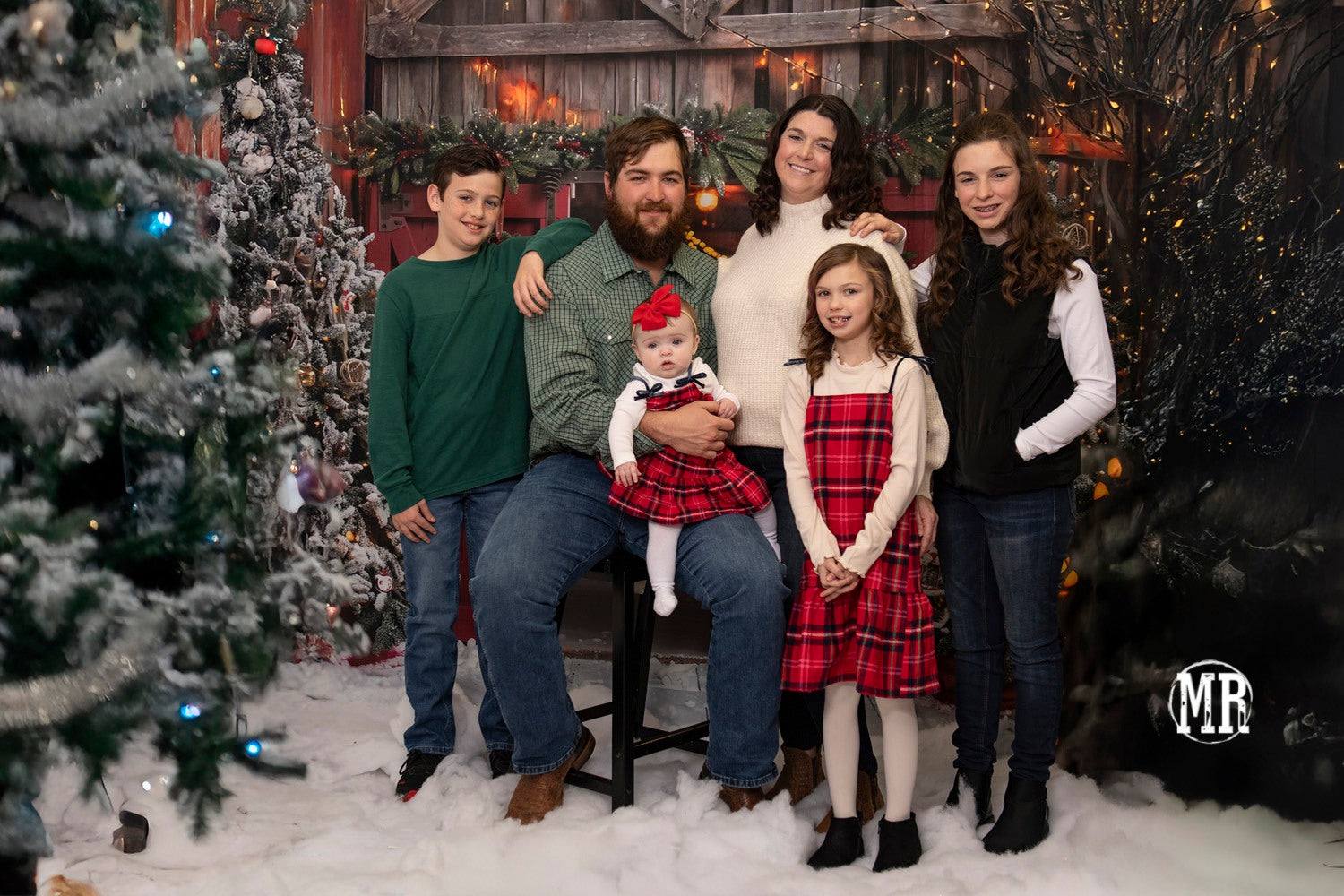 Toile de fond d'Entrée de Grange Rouge de Noël BRP7-224