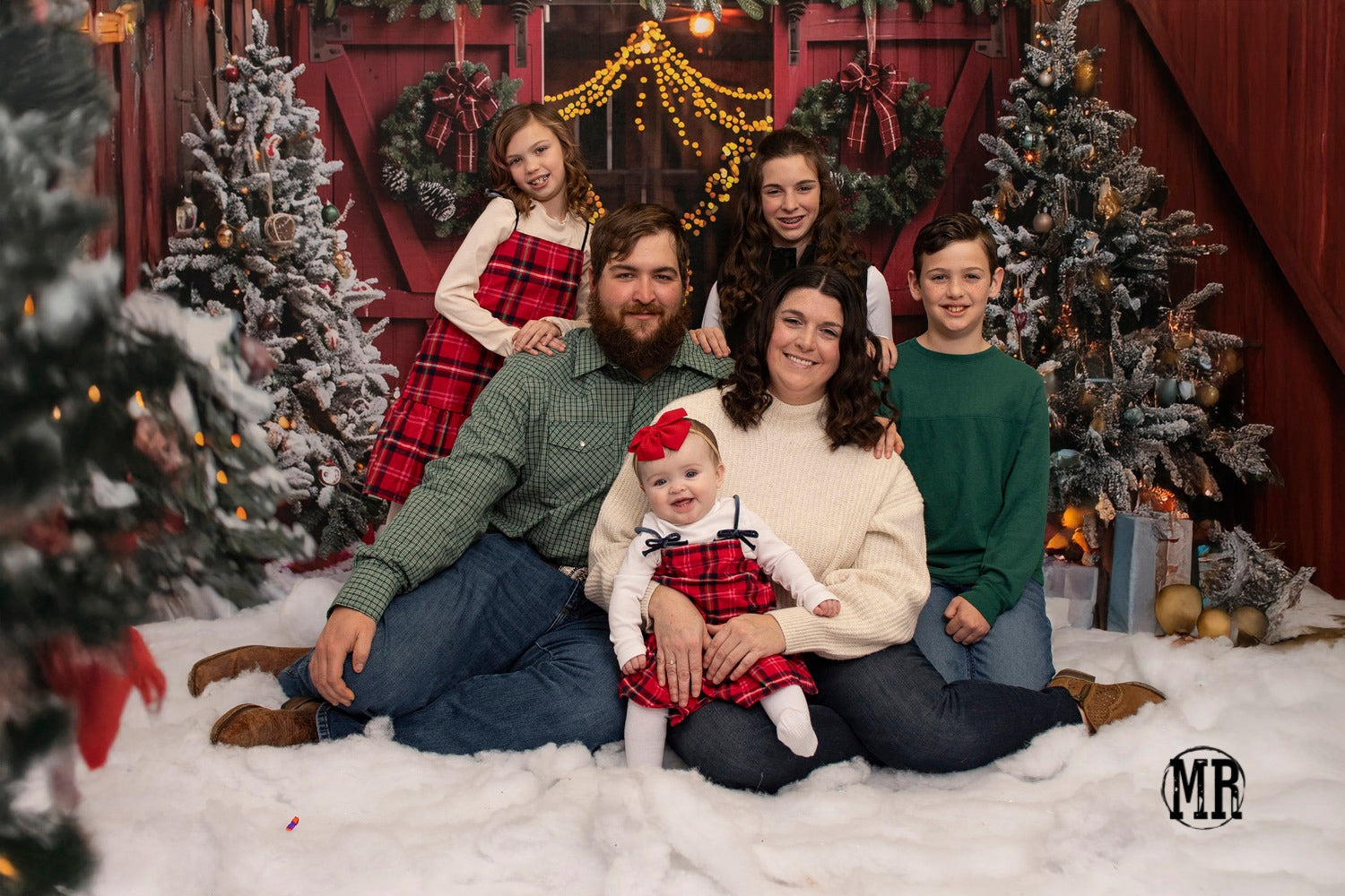 Toile de fond d'Entrée de Grange Rouge de Noël BRP7-224