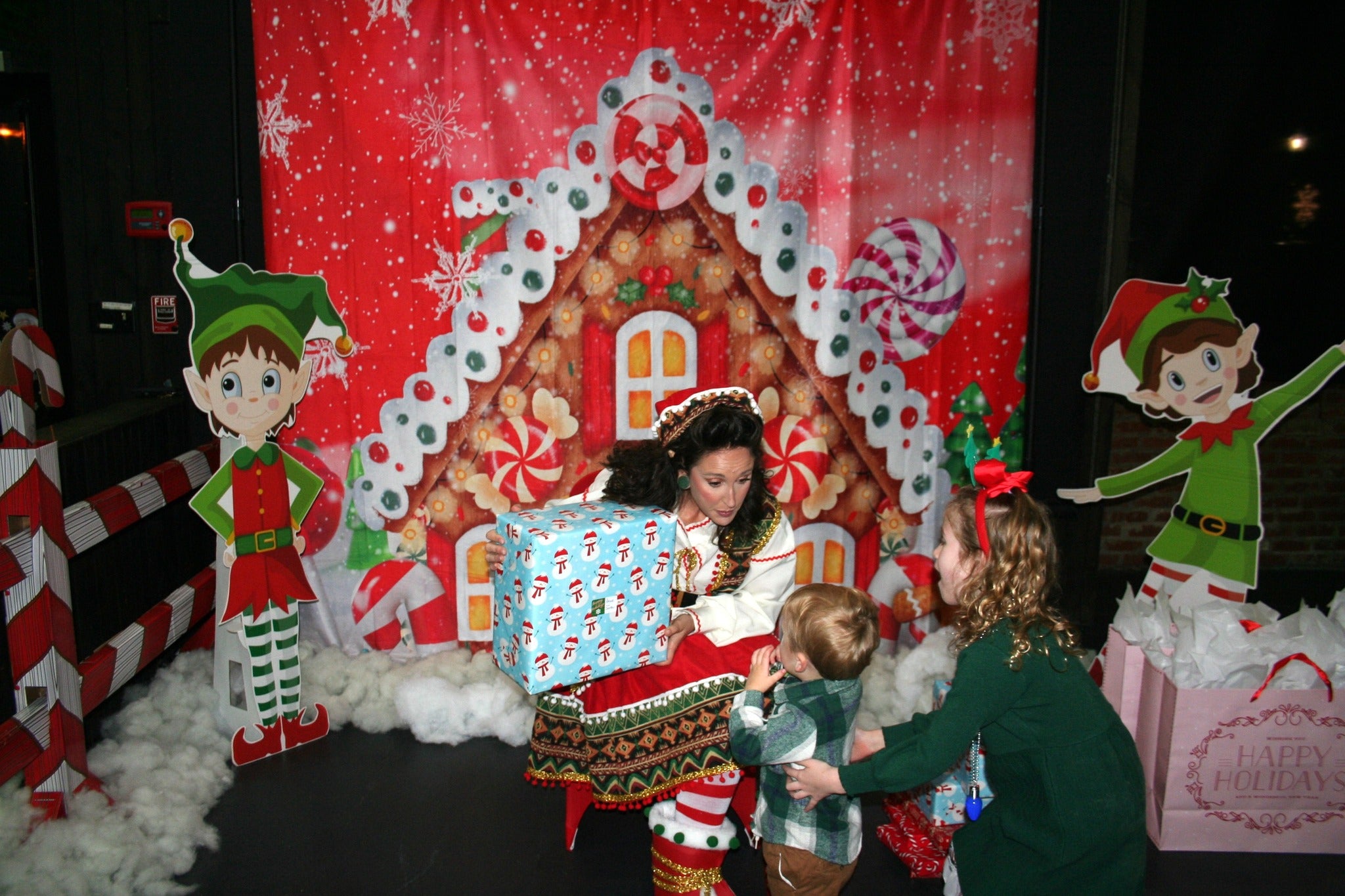 Toile de fond de Noël Gingerbread House Candy pour la photographie D867