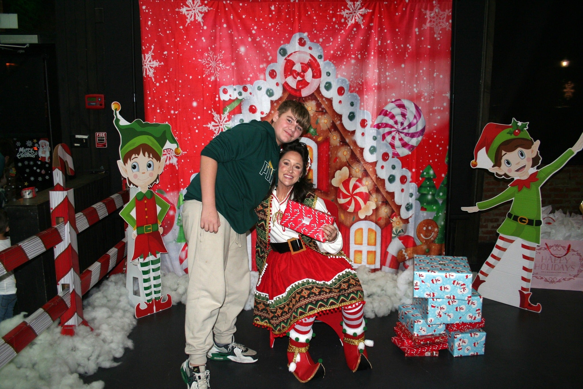 Toile de fond de Noël Gingerbread House Candy pour la photographie D867