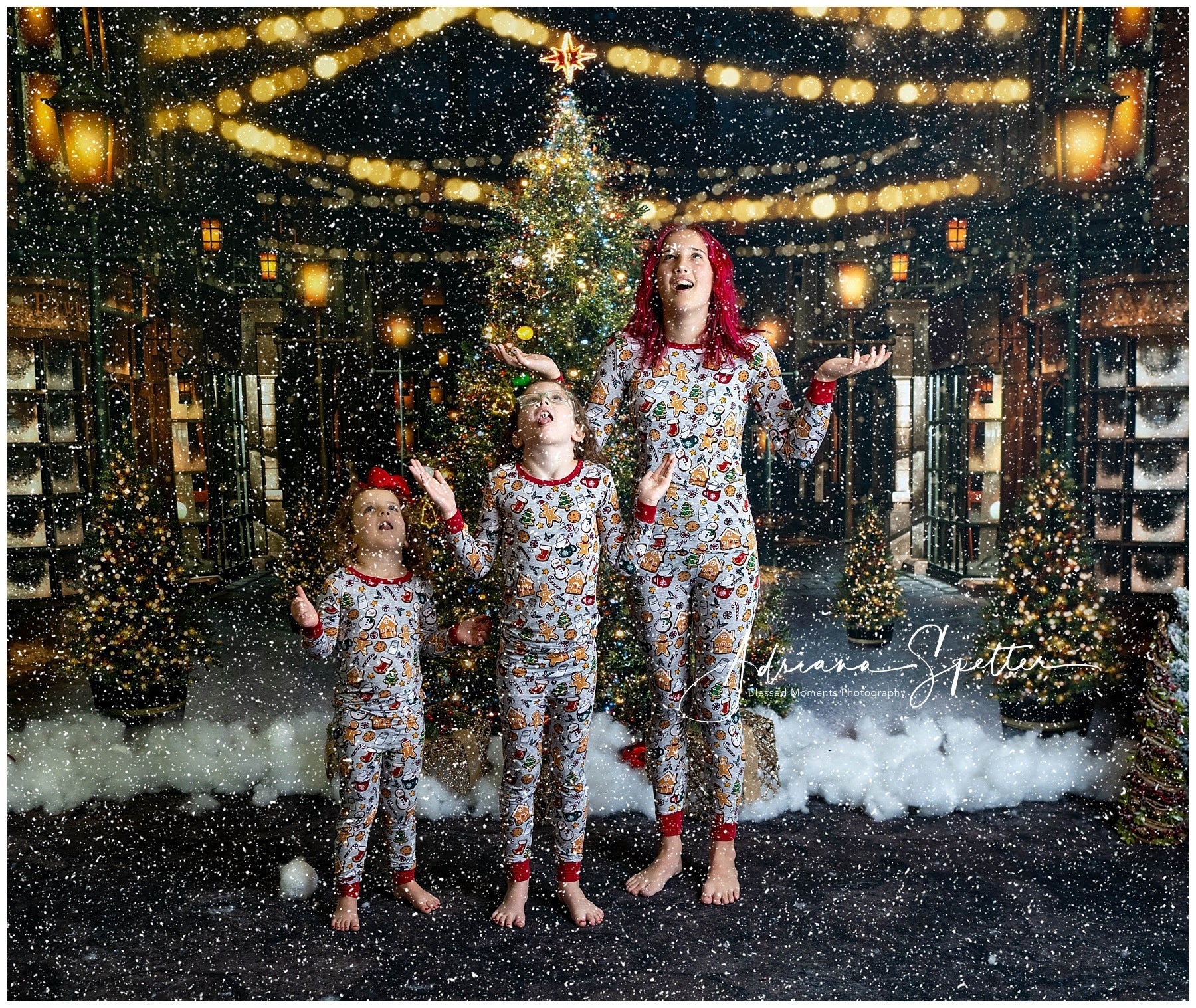 Fond pour sapin de Noël Fond pour rue festive la nuit à Noël MRR10-42