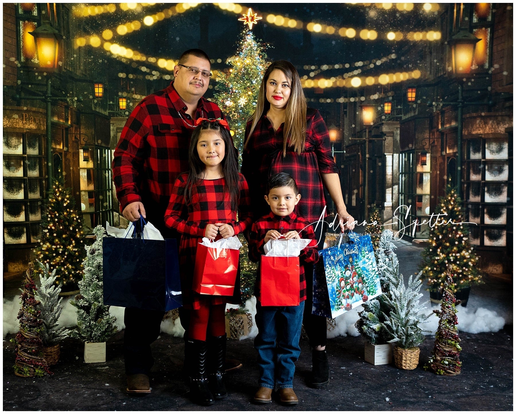 Fond pour sapin de Noël Fond pour rue festive la nuit à Noël MRR10-42