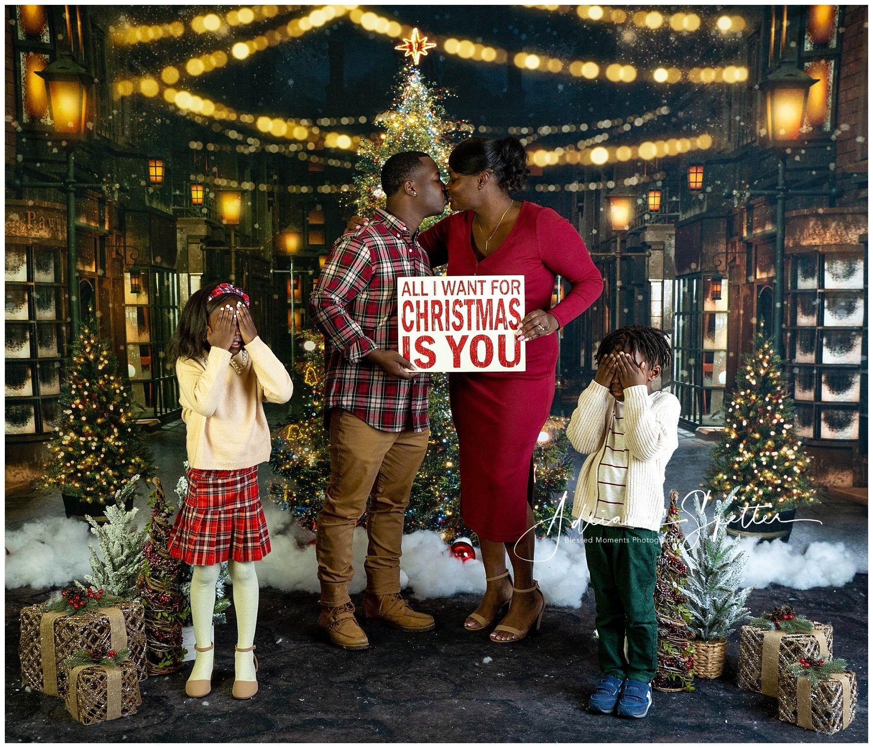 Fond pour sapin de Noël Fond pour rue festive la nuit à Noël MRR10-42