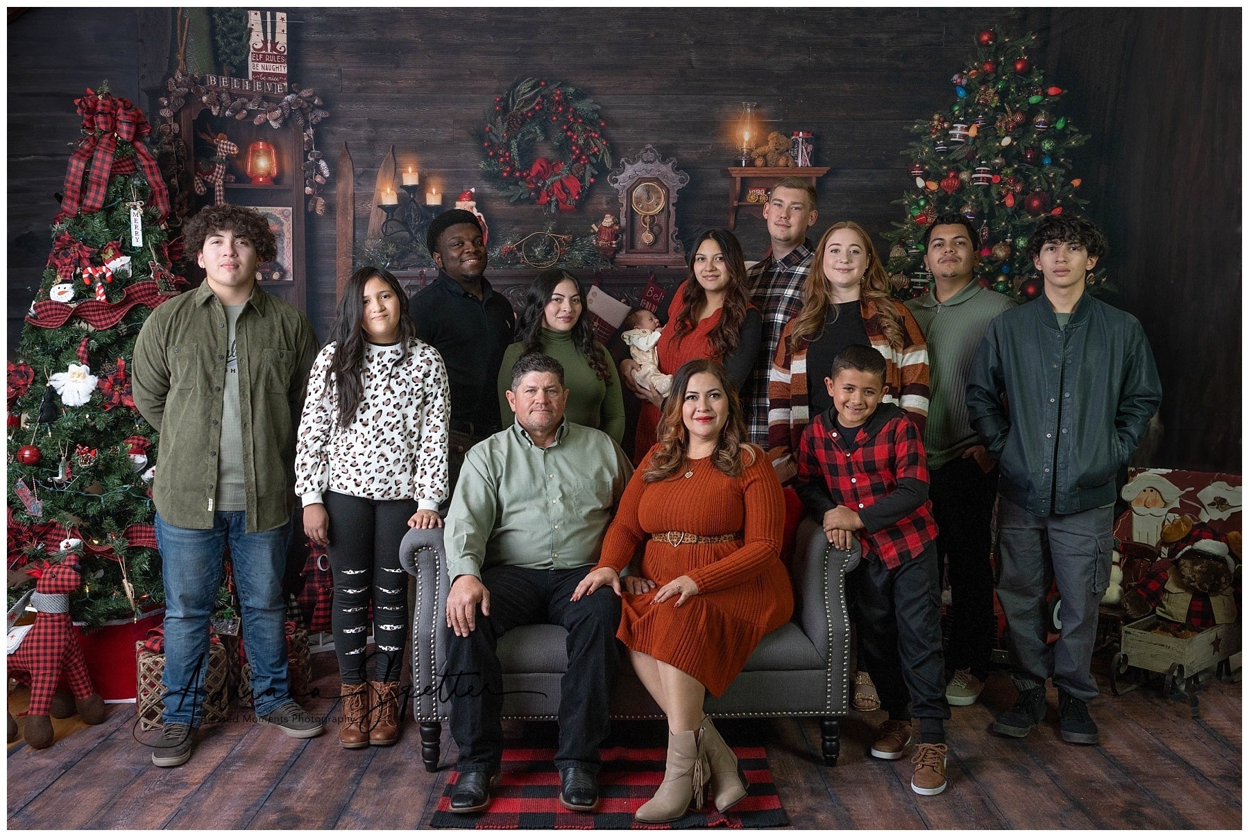 Fond de Noël Maison en bois Cheminée Chaussettes Fond photo de Noël MRR10-52
