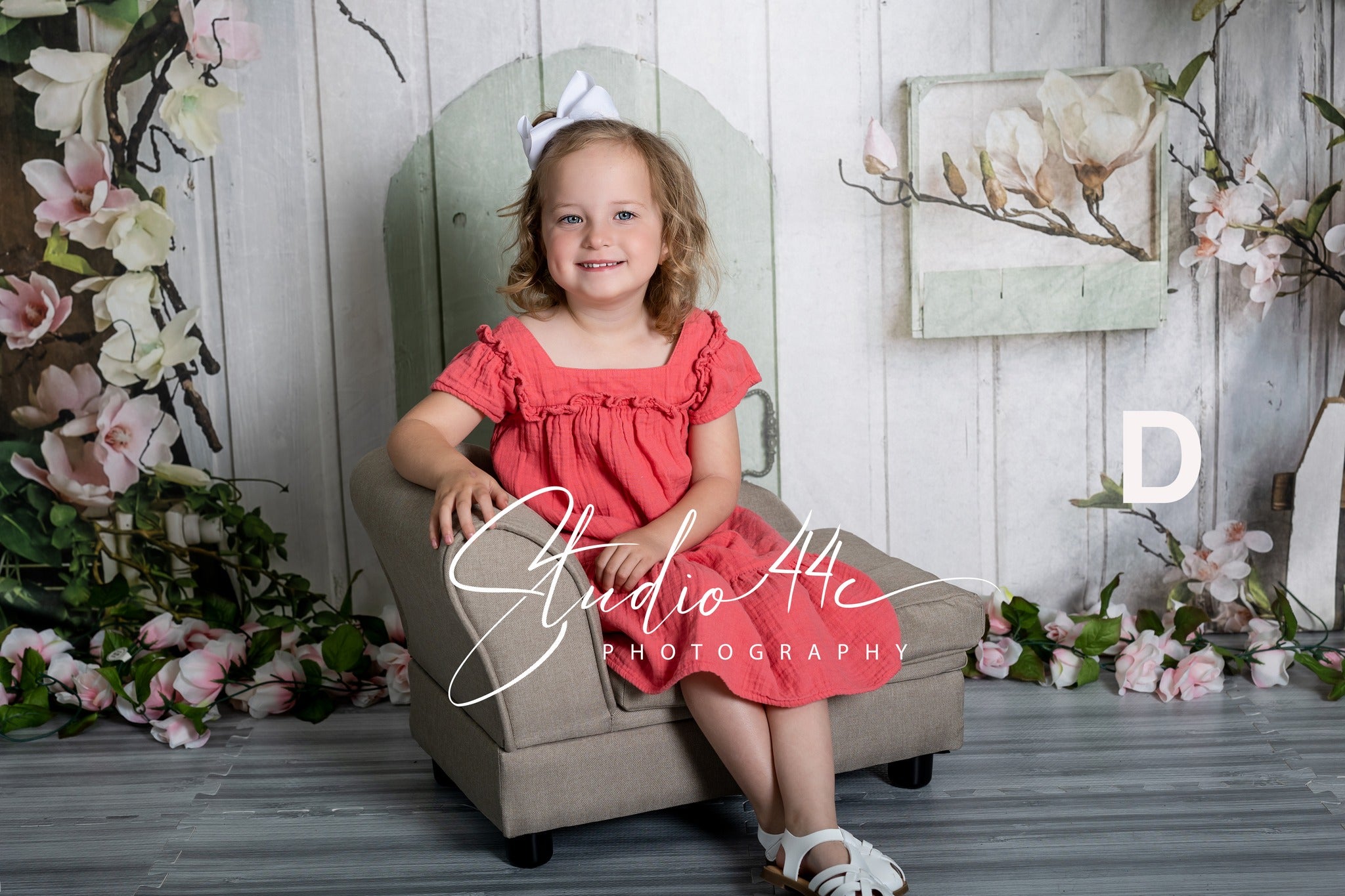 Toile de fond de Printemps Maison Rustique Fleurs Roses D1055